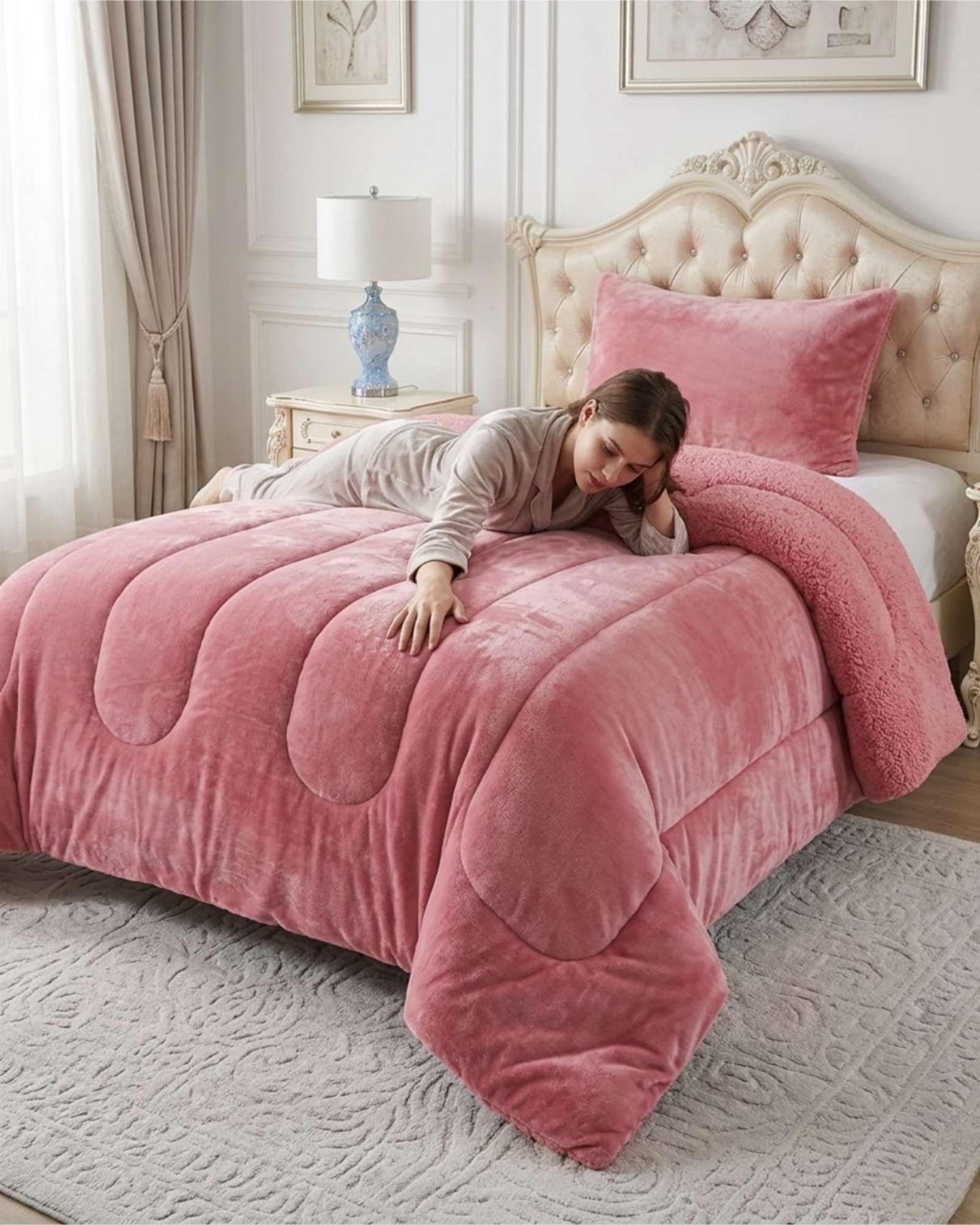 Cubrecama de Plush con Chiporro Diseño Ondas 1,5 plazas rosado-4