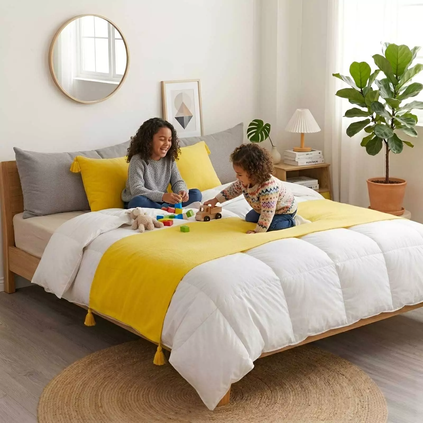 Piecera de Cama Diseño Lino con Borlas-0