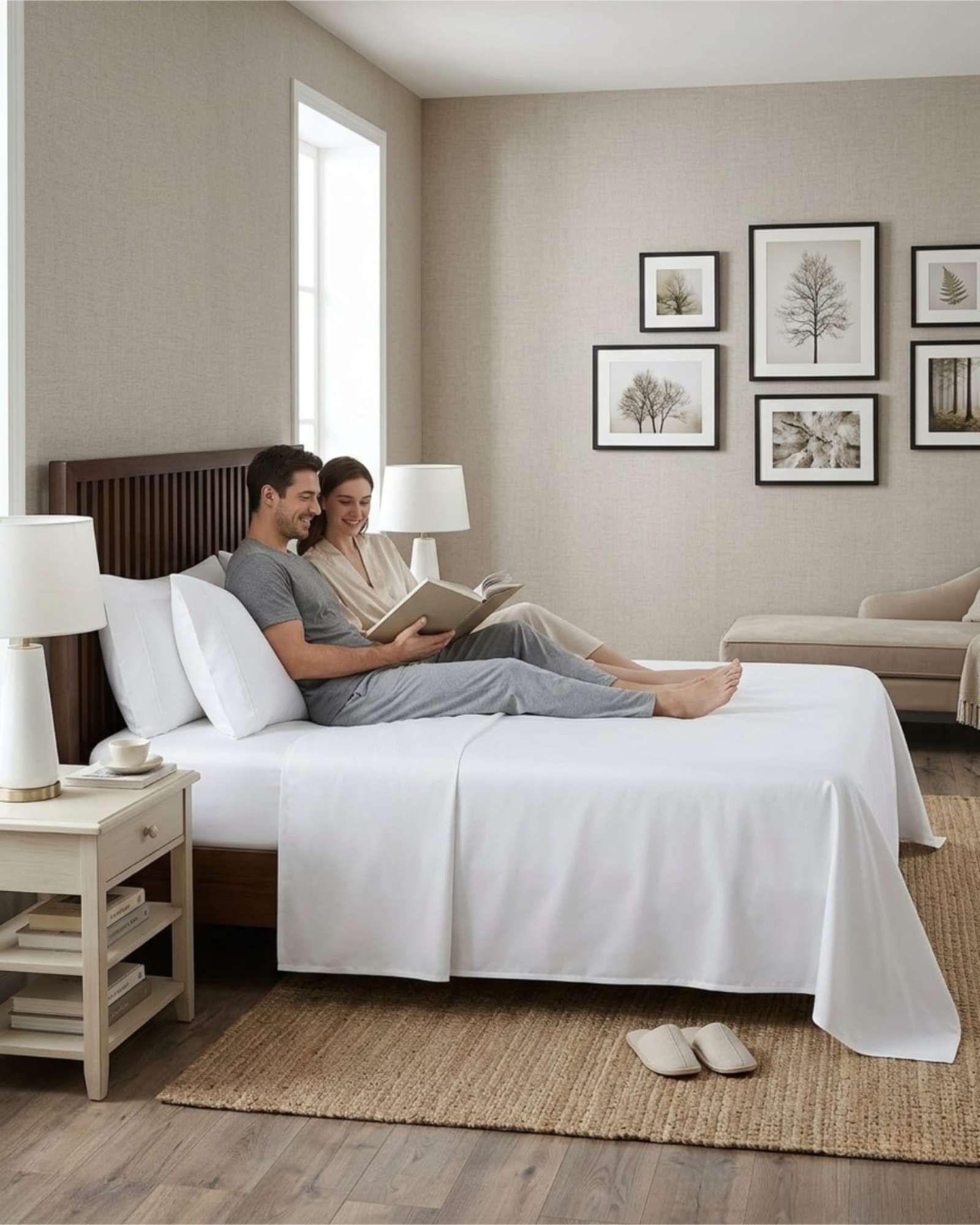 Juego de Sábanas 2 plazas Resistencia y Elegancia para tu Descanso Diario blanco-4