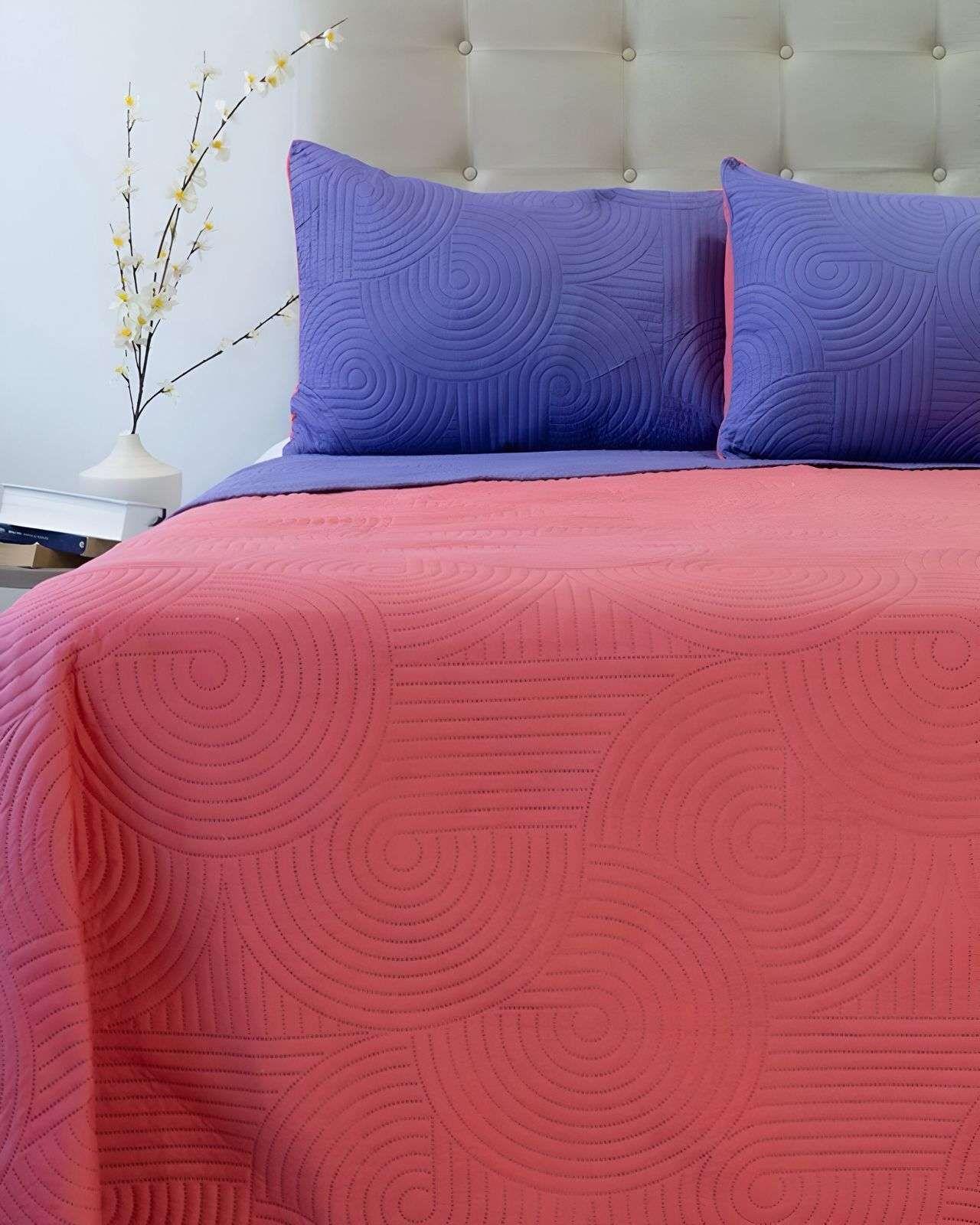 Cubrecama Quilt Hotpress Liso Bicolor King Doral D07-2