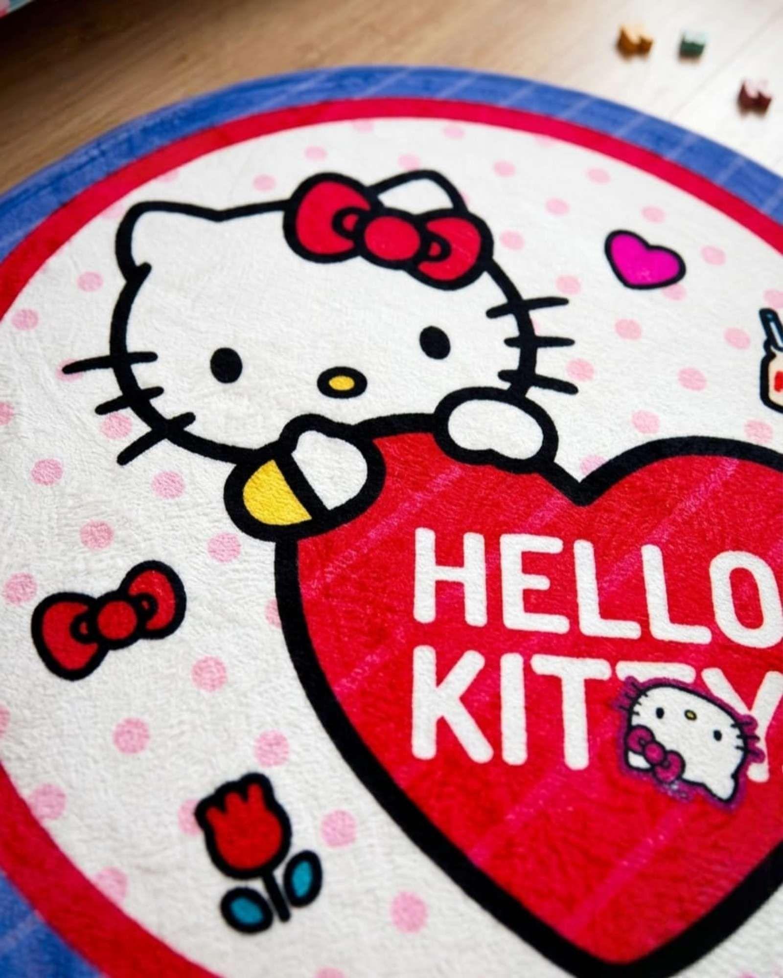 Alfombra Decorativa Infantil Circular de 80cm De Hello Kitty m3-4
