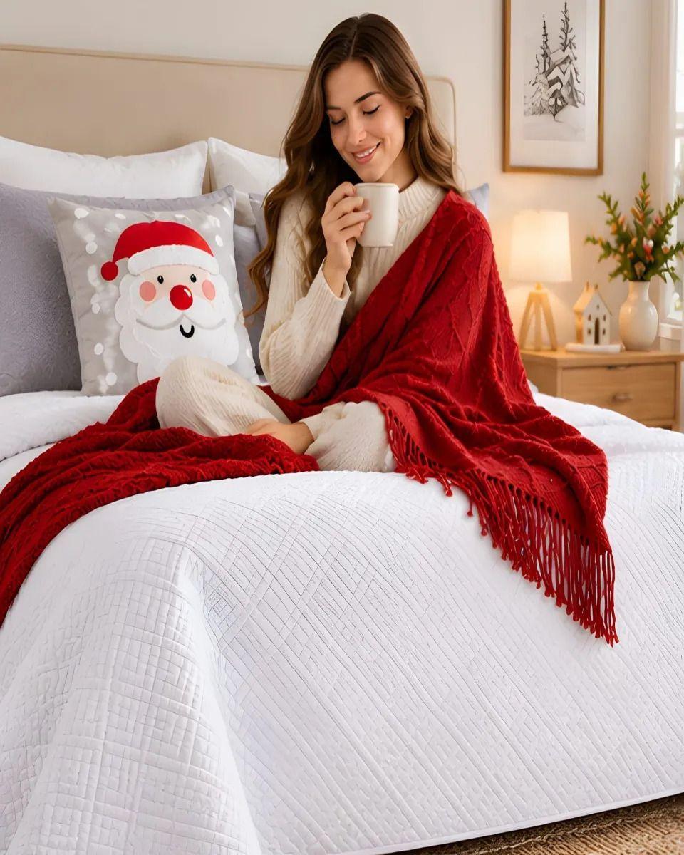 Set de Cama Navideño con Cubrecamas y 2 Fundas de Cojin King m27-6