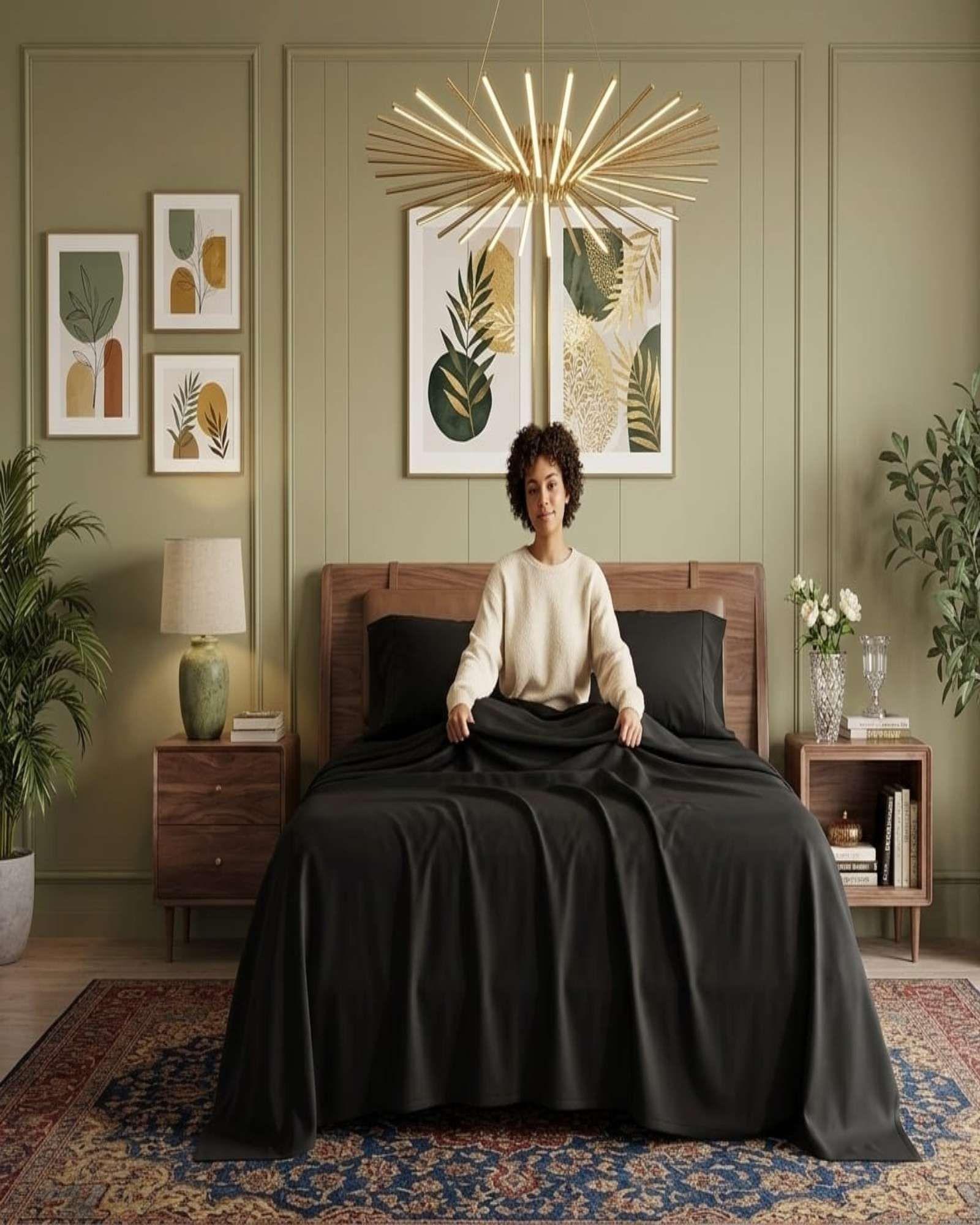 Juego de Sabanas 800 Hilos Estilo Americano 1.5 plazas negro-3