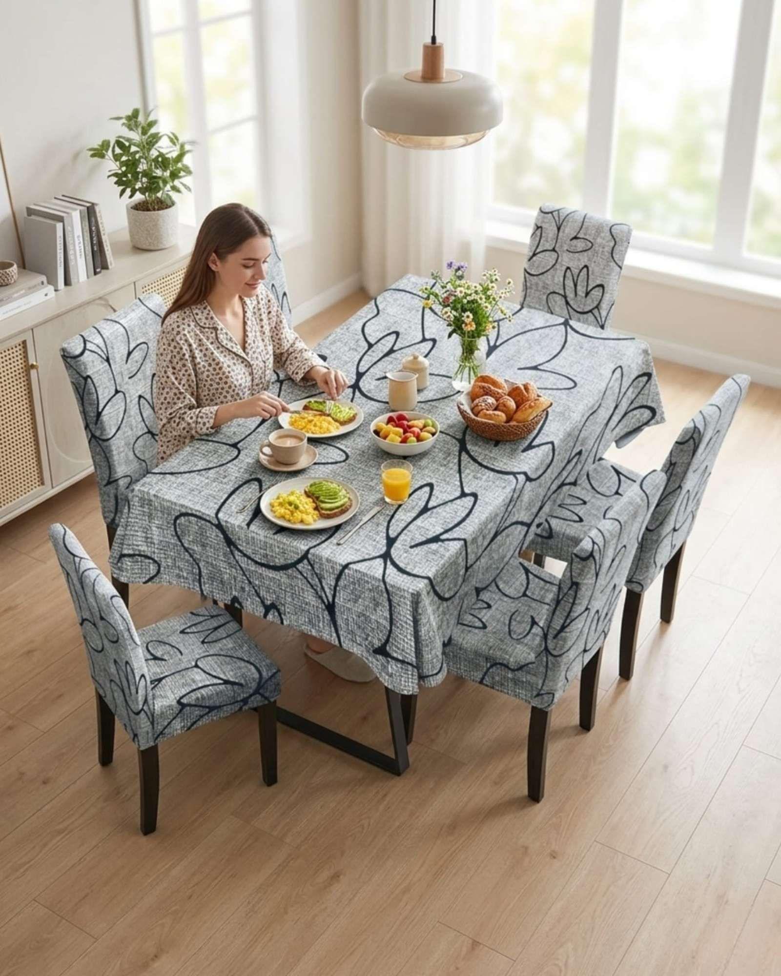 Juego De Mantel Antimanchas 140x220 + 6 Fundas De Silla 04-3