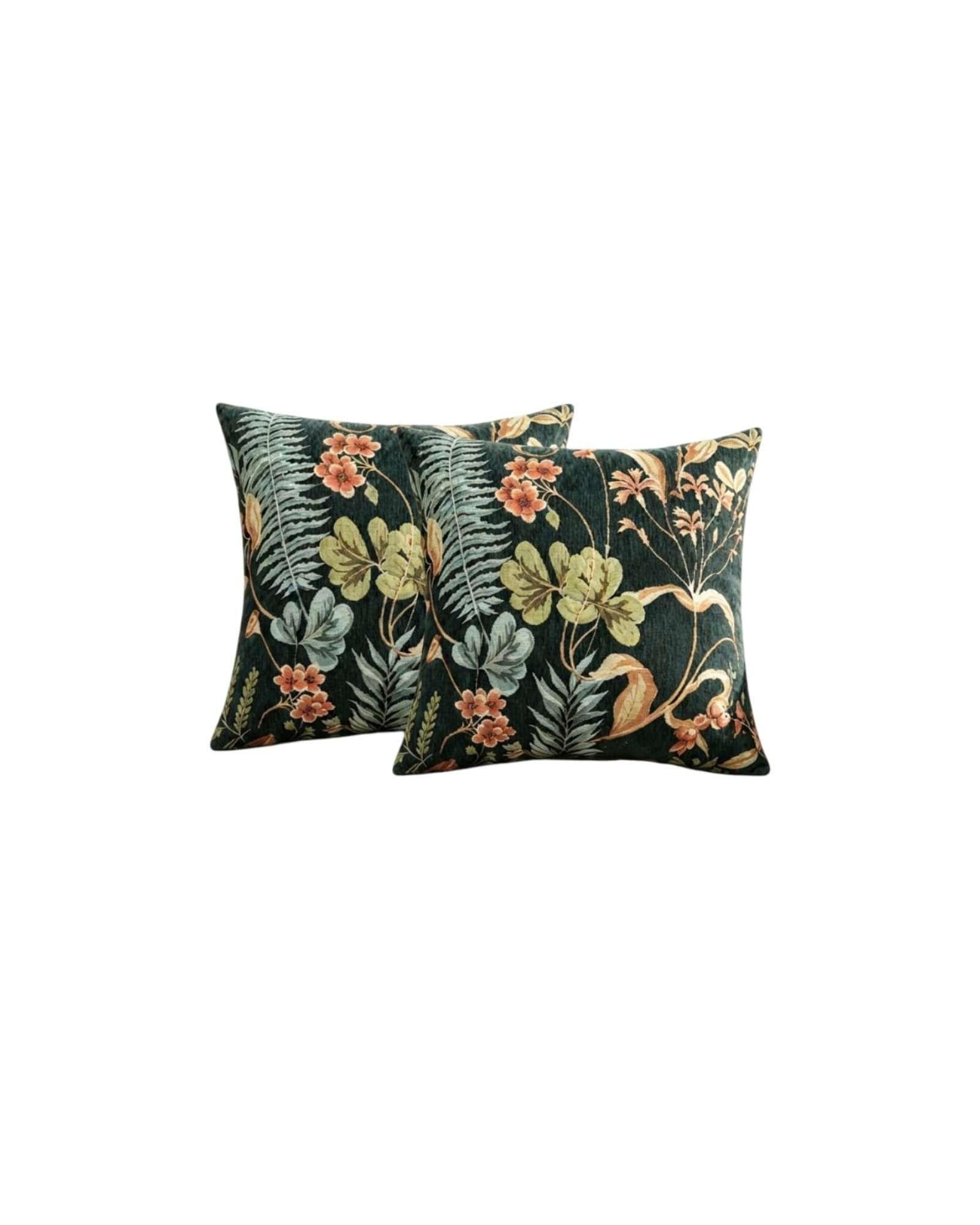 Set x2 Cojines Decorativos Jacquard Botánico 45x45 cm Incluye Relleno 03-5