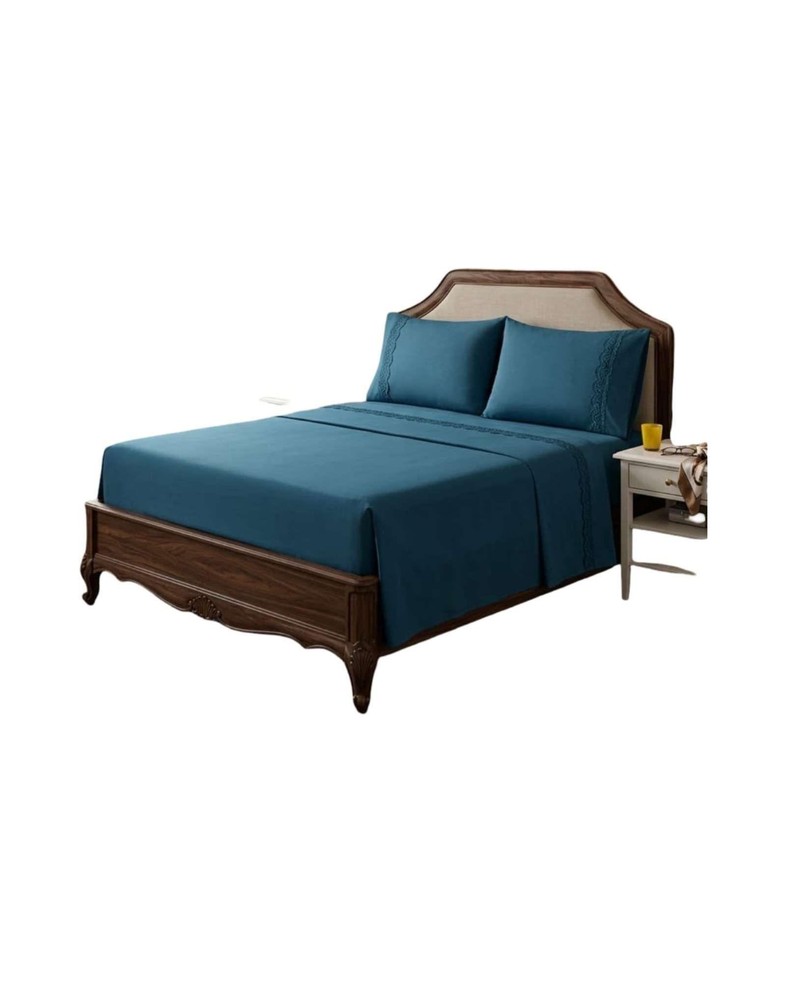 Juego de Sábanas color azul king Resistencia y Elegancia para tu Descanso Diario-2