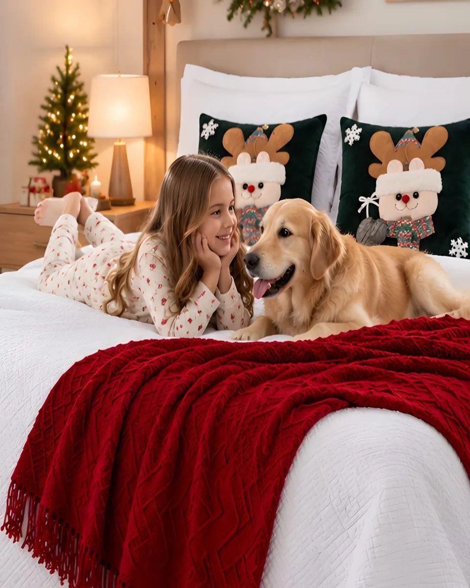 Set de Cama Navideño con Cubrecamas y 2 Fundas de Cojin 1.5 Plaza m28-6