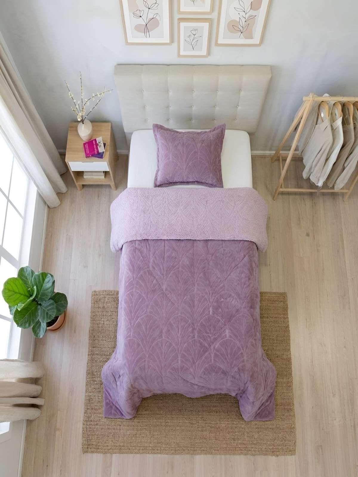 Cubrecama Outboss Deluxe Sherpa 1.5 Plazas Morado-4