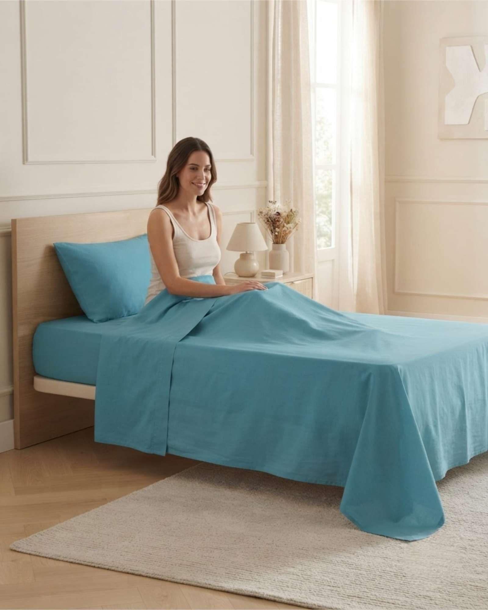 Juego De Sabanas Lisas Estilo Elegante Y Moderno Plaza Y Media m2-0