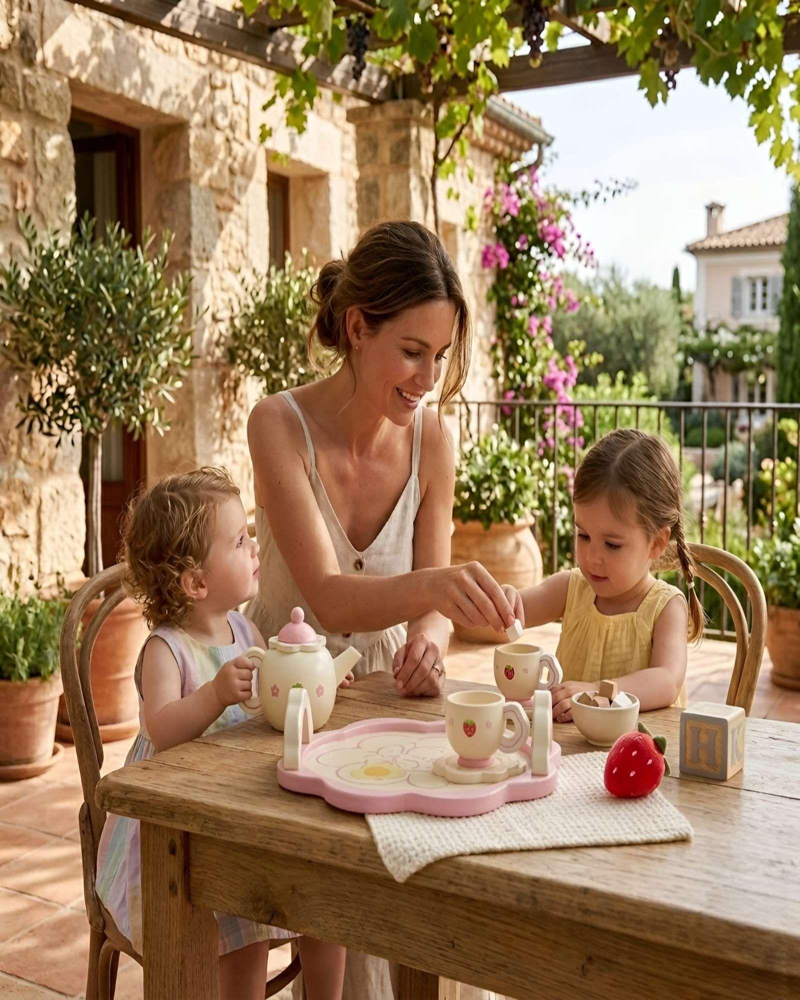 Set de Té de Madera Infantil Con Diseño De Fresas-2