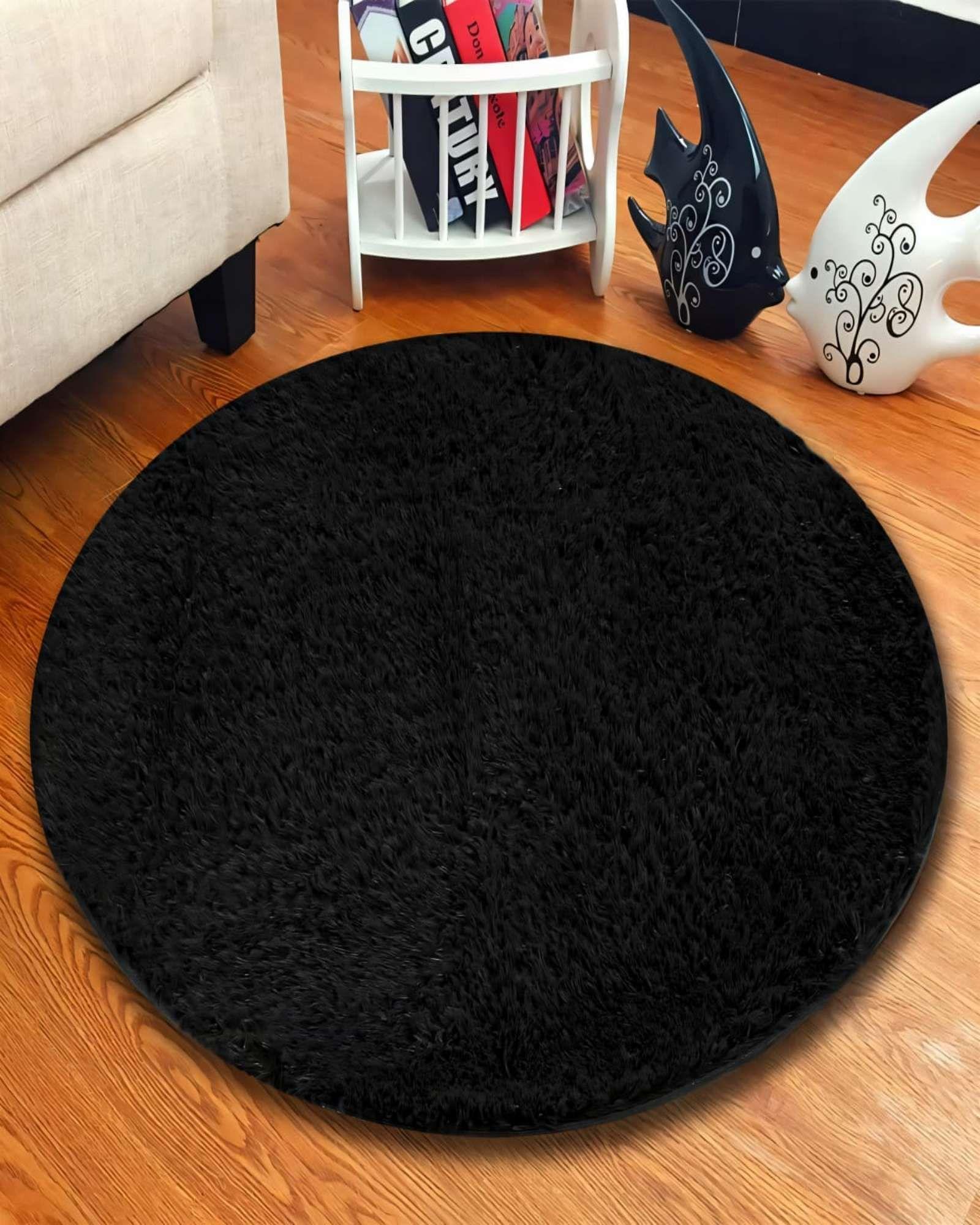 Alfombra Redonda de Pelo Suave Shaggy 150 cm A1-4