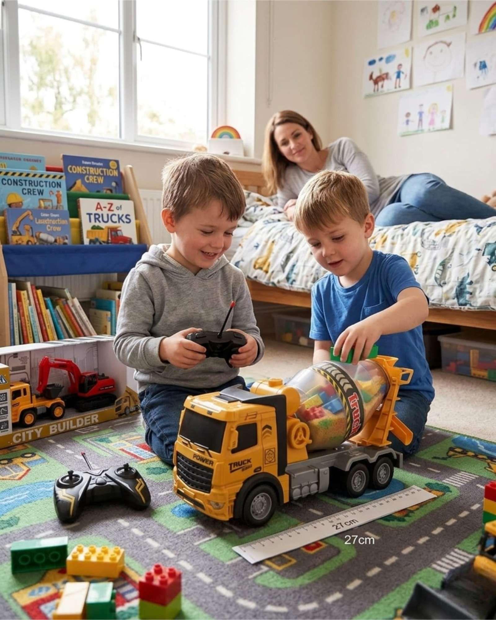 Camión Concretero de Juguete a Fricción Tambor Giratorio Infantil-1