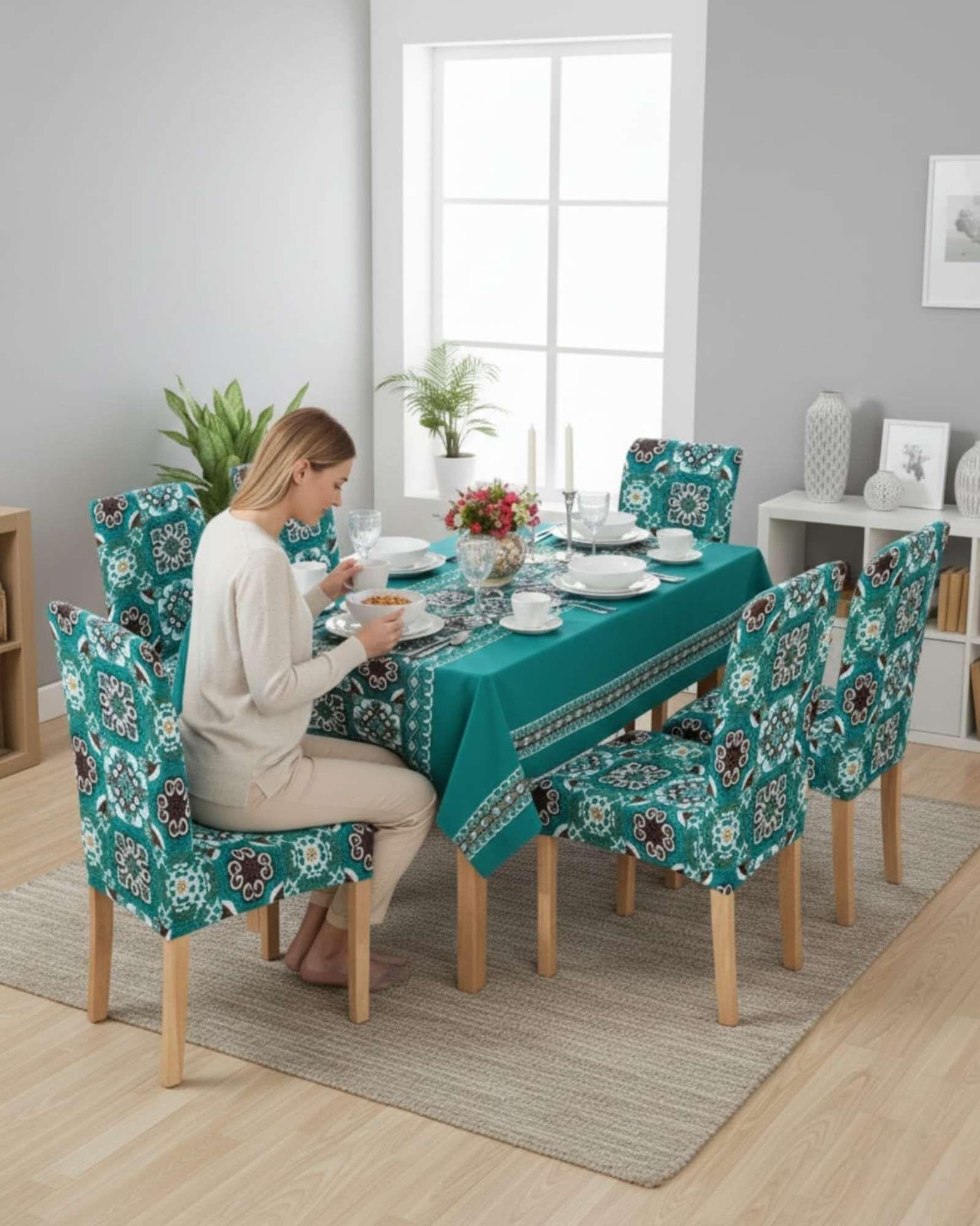 Juego De Mantel Antimanchas 140x220 + 6 Fundas De Silla 18-4