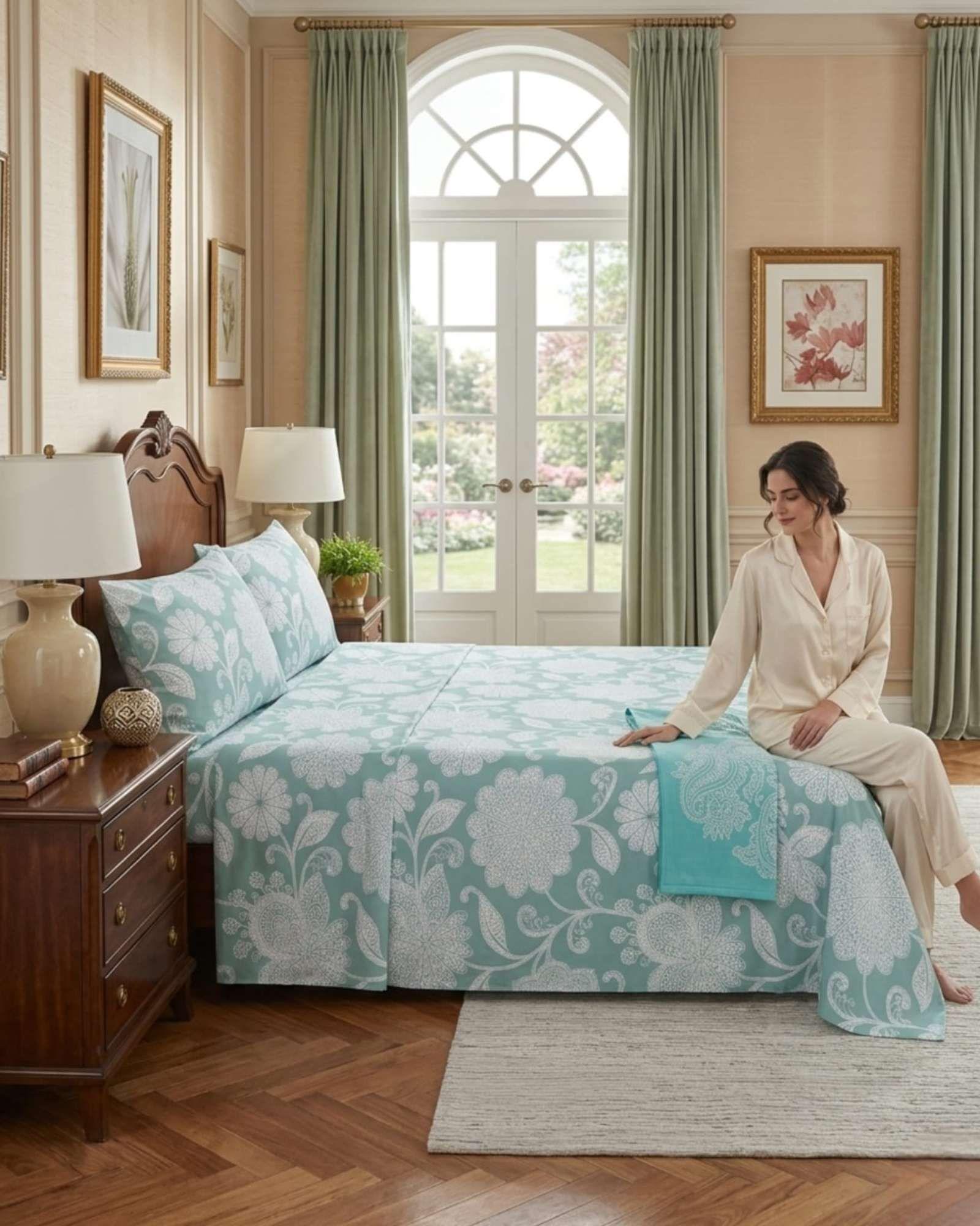 Juego de Sábanas king Resistencia y Elegancia para tu Descanso Diario azul-3