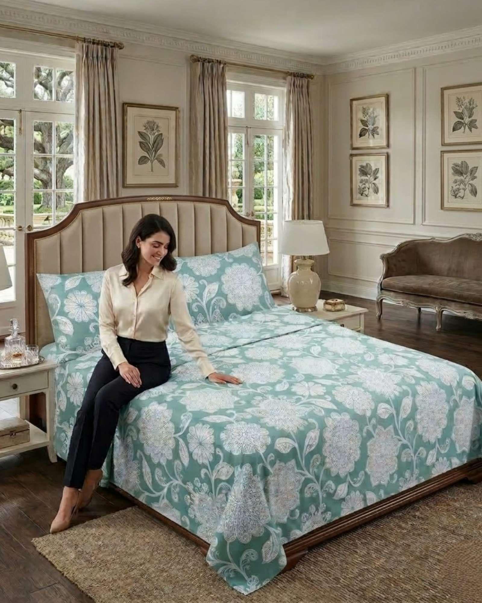 Juego de Sábanas king Resistencia y Elegancia para tu Descanso Diario azul-4