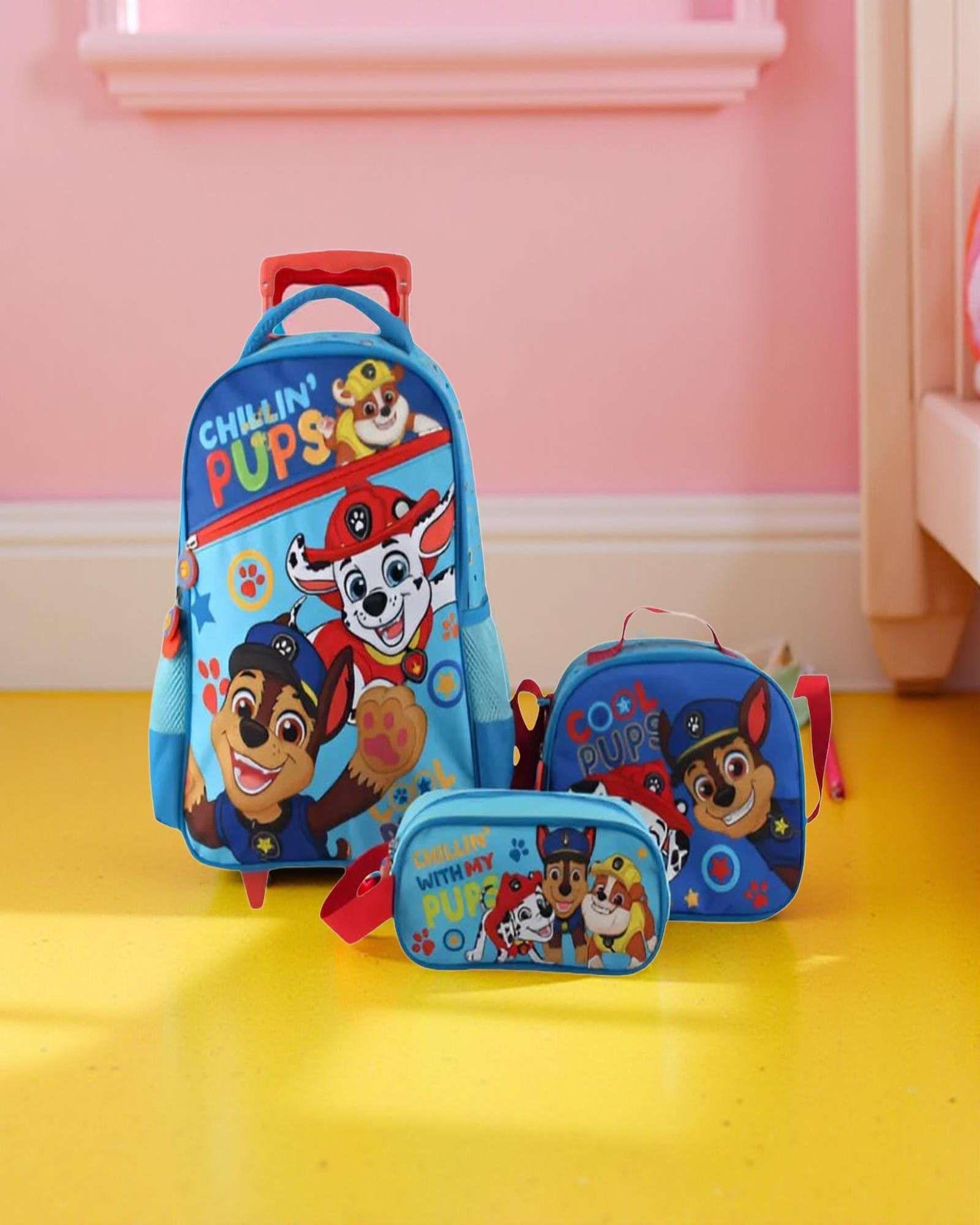 Mochila infantil escolar Con Ruedas set de 3 Piezas pow patrol-3