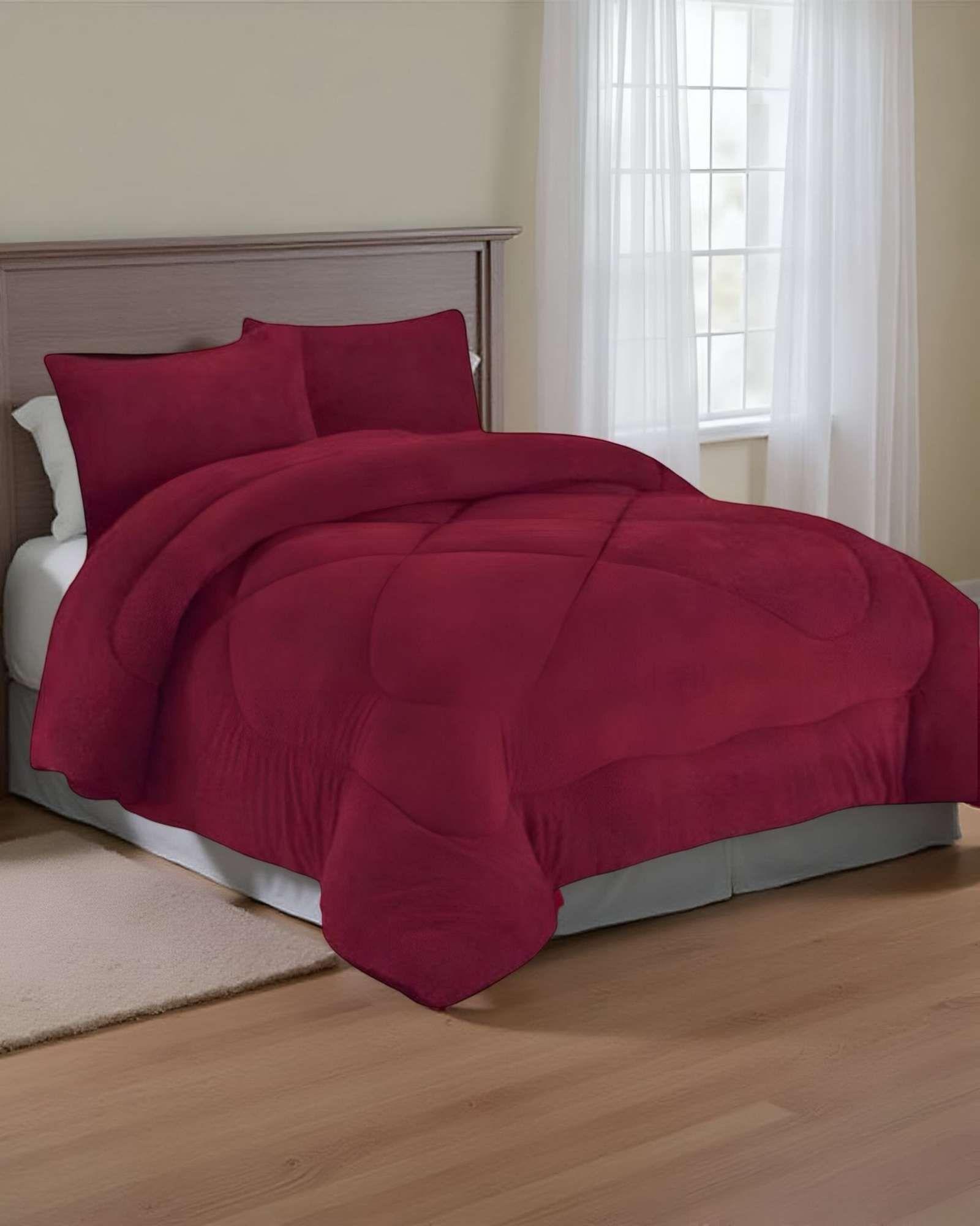 COBERTOR ELEGANTE DE INVIERNO UNICOLOR PLUSH CON CHIPORRO PLAZA Y MEDIA S52-2