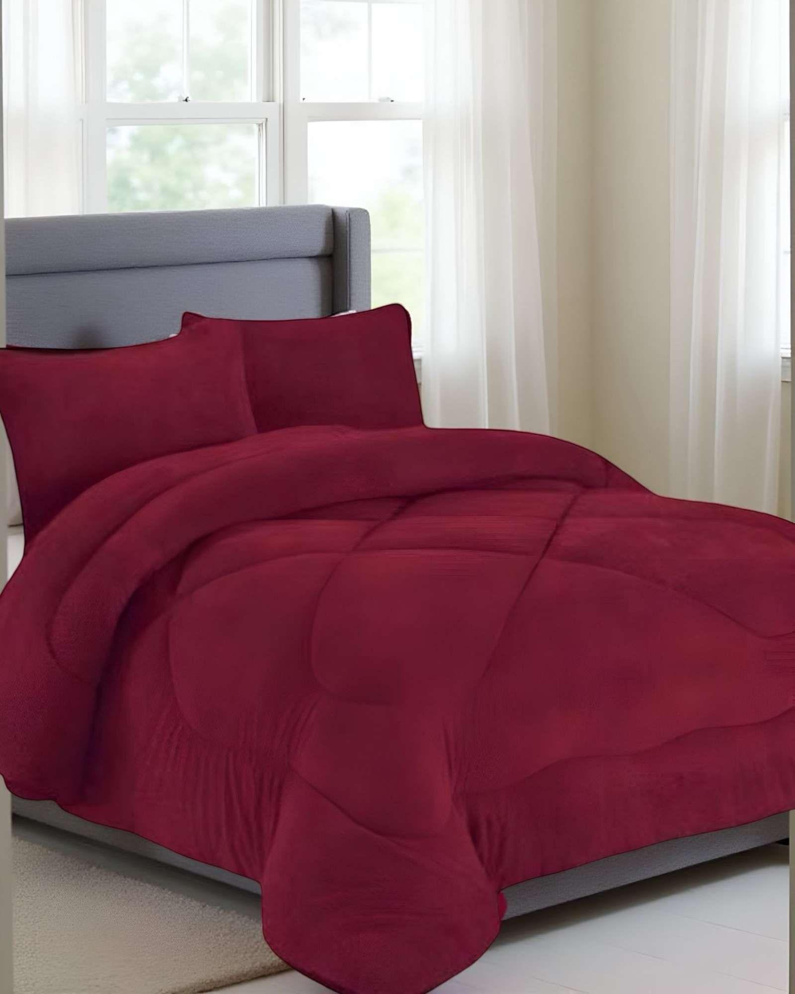 COBERTOR ELEGANTE DE INVIERNO UNICOLOR PLUSH CON CHIPORRO PLAZA Y MEDIA S52-3