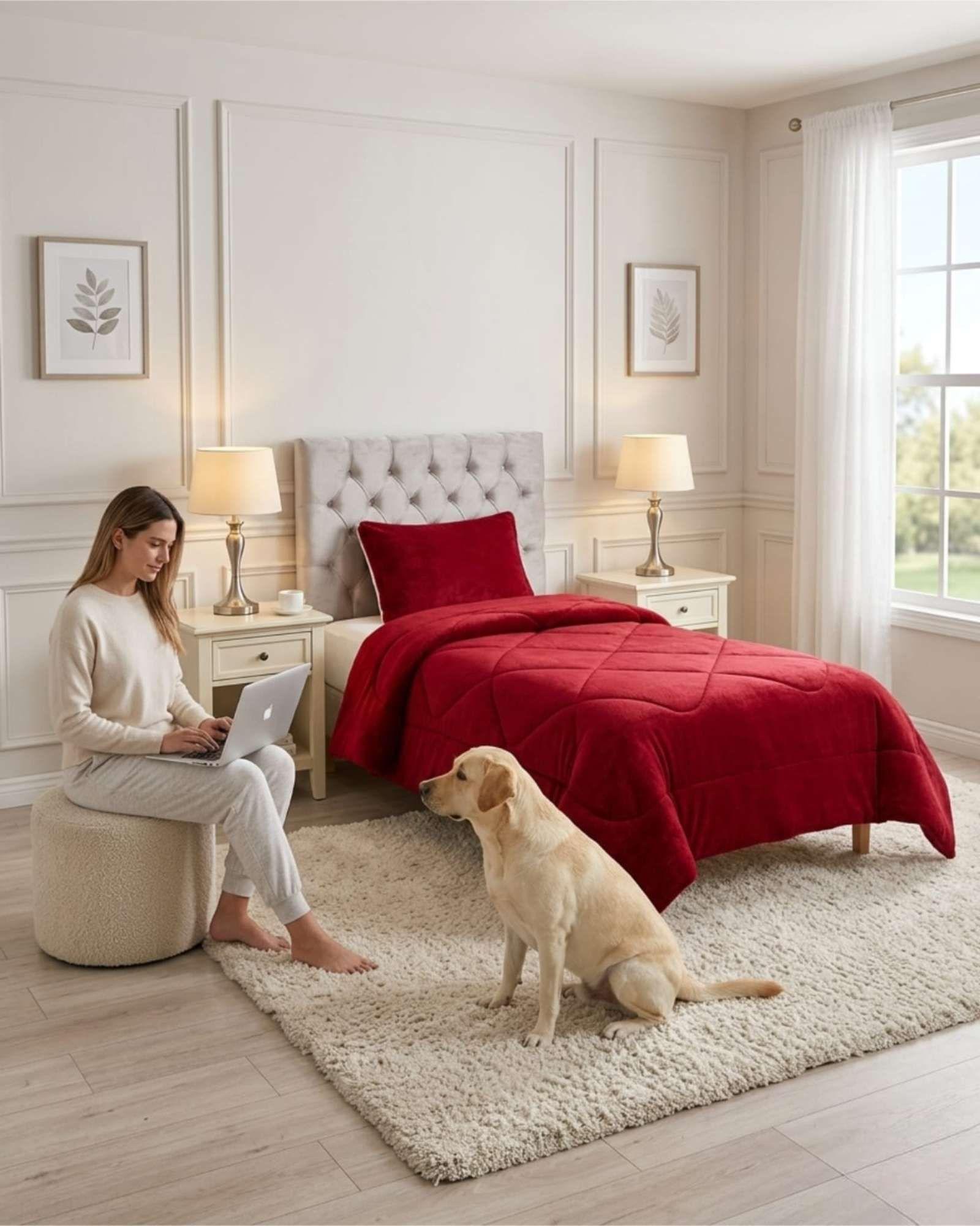 Cubrecama Plush con Chiporro Plaza y Media Diseño Premium C23-4