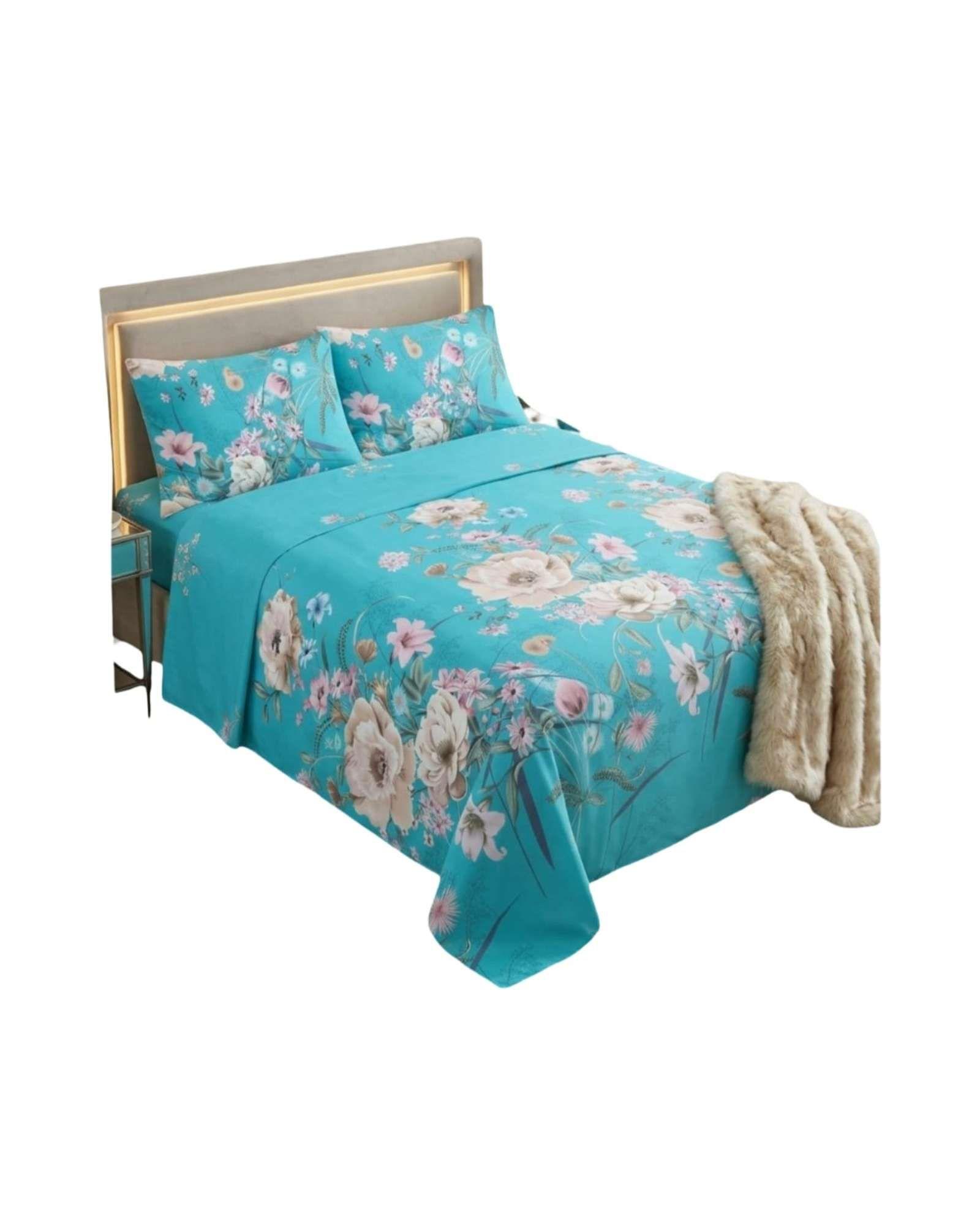 Juego de Sábanas king Resistencia y Elegancia para tu Descanso Diario color azul-2