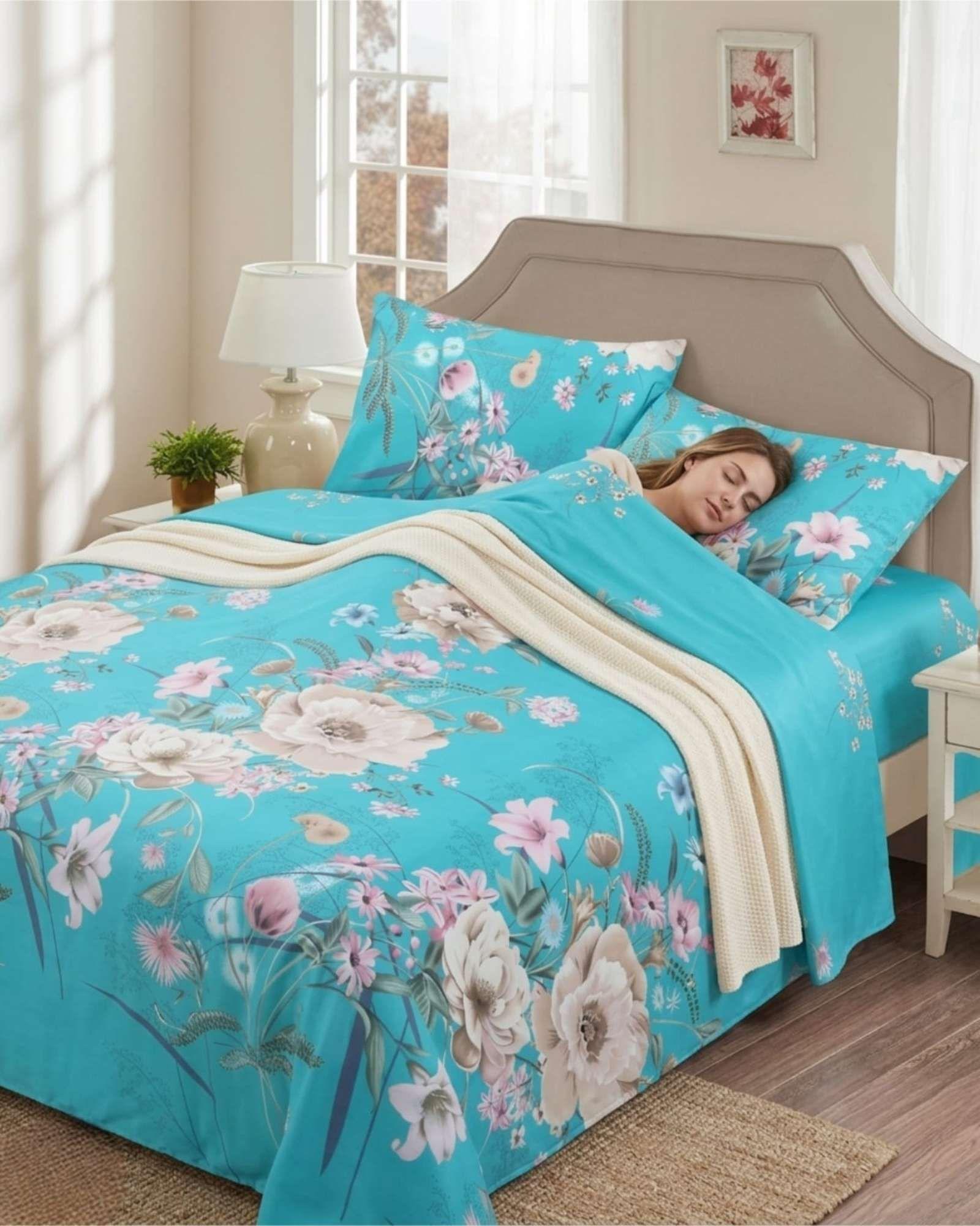 Juego de Sábanas king Resistencia y Elegancia para tu Descanso Diario color azul-3