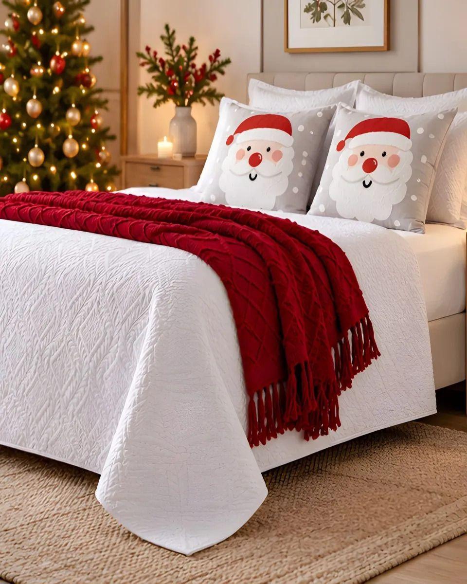 Set de Cama Navideño con Cubrecamas y 2 Fundas de Cojin King m7-0