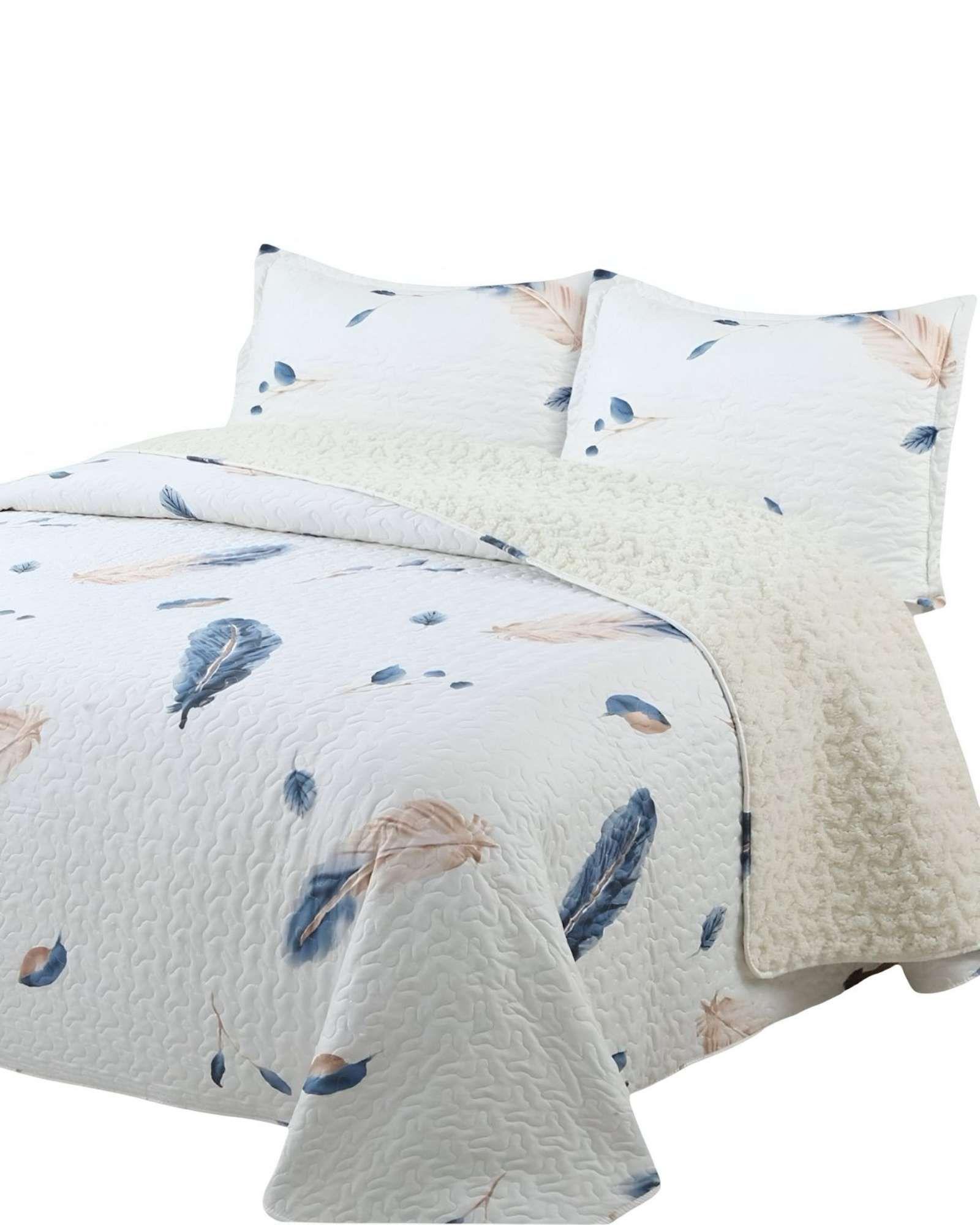 Cubrecama Quilt con sherpa 2 plaza blanco 230 cm x 250 cm J5-2