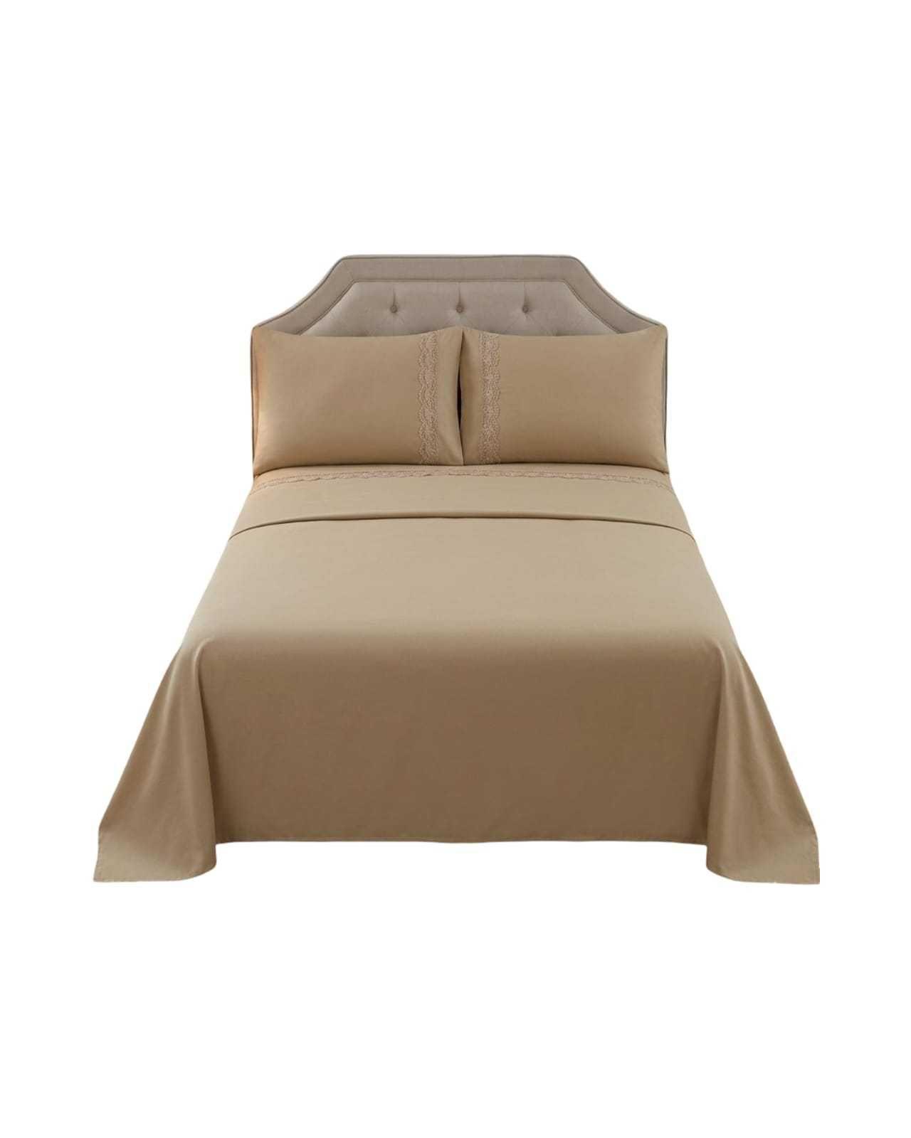 Juego de Sábanas king Resistencia y Elegancia para tu Descanso Diario beige-2