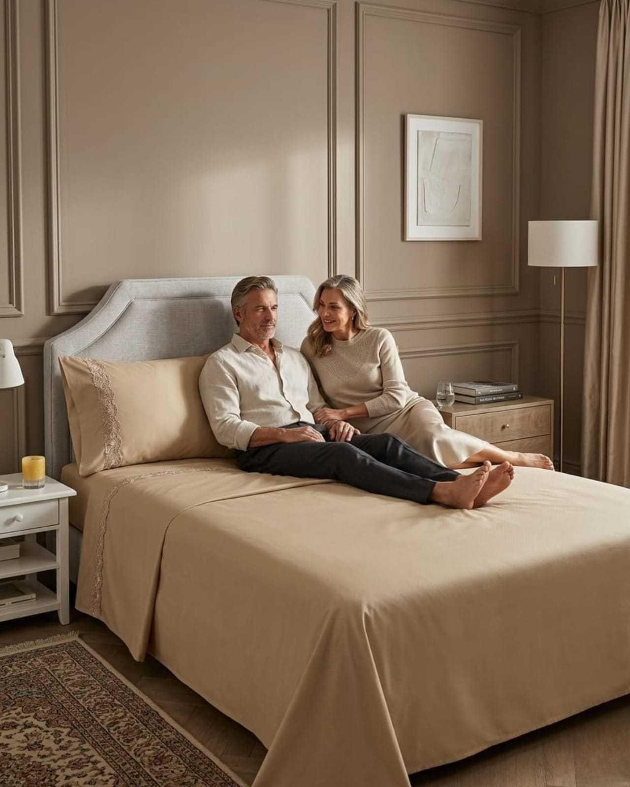 Juego de Sábanas king Resistencia y Elegancia para tu Descanso Diario beige-3