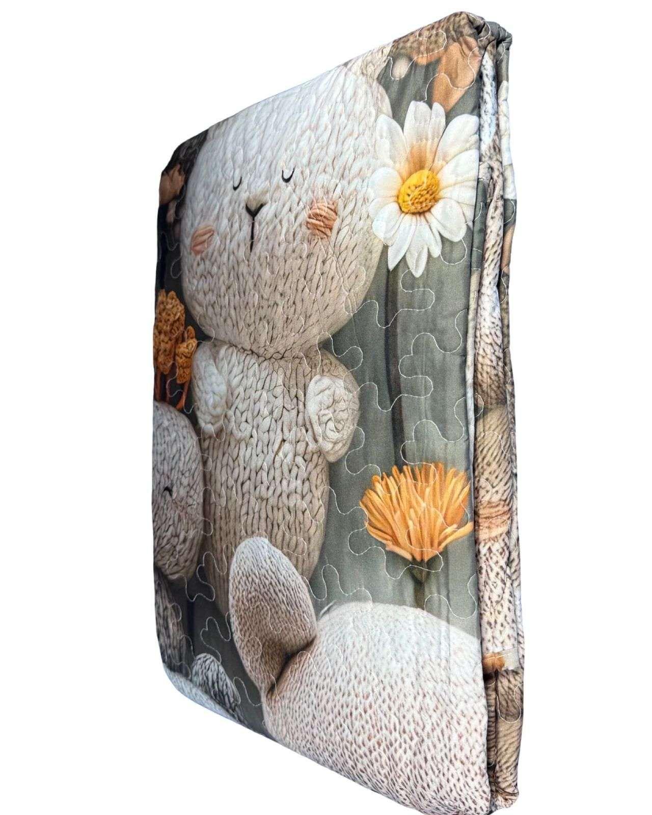 CUBRECAMA QUILT DE VERANO NIÑA NIÑO INFANTIL OSO VERDE-3