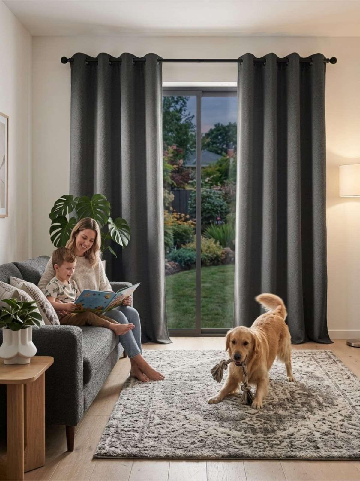 Set de Cortina Blackout medida 150x220 cm gris-0