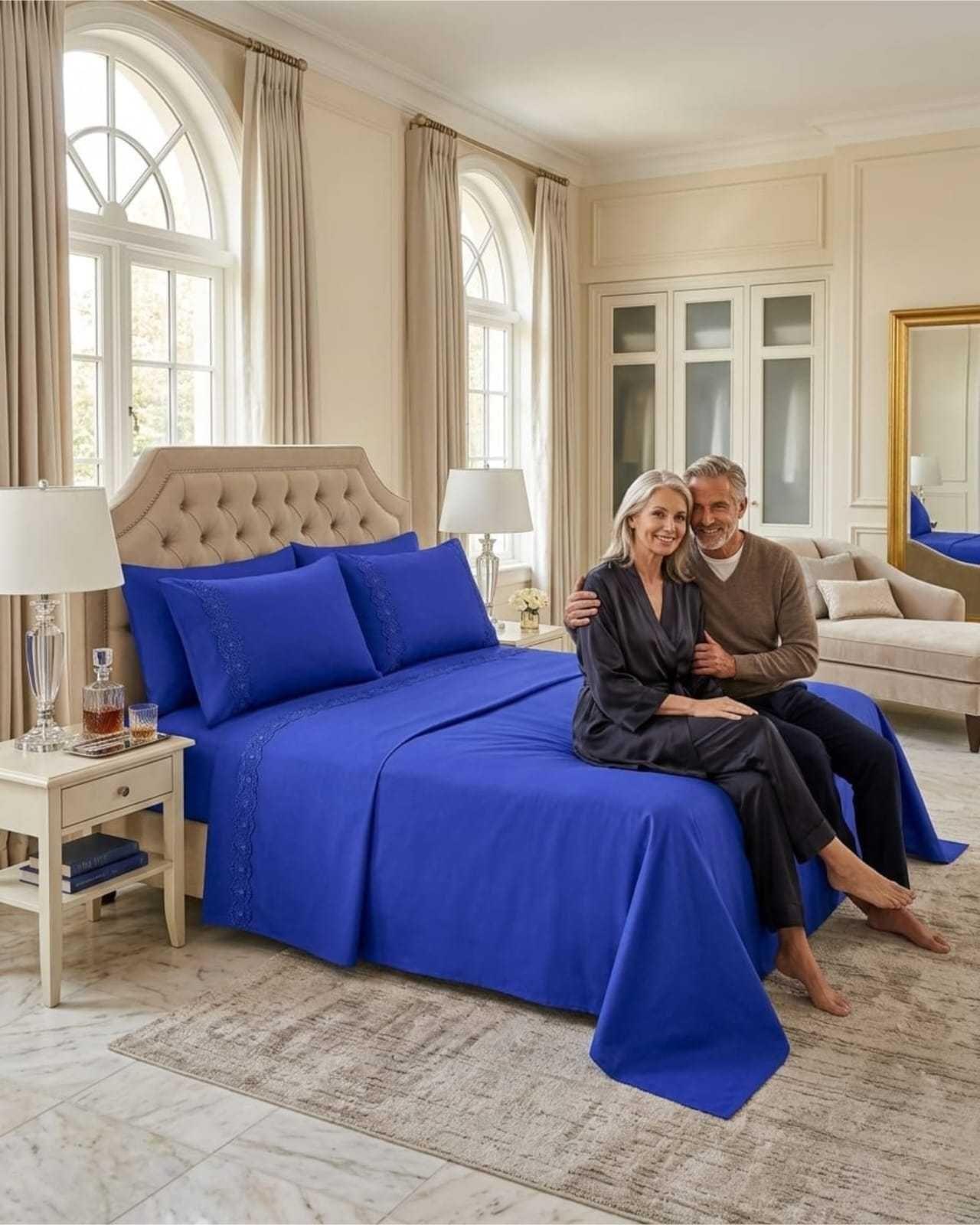 Juego de Sábanas king Resistencia y Elegancia para tu color azul Descanso Diario-3