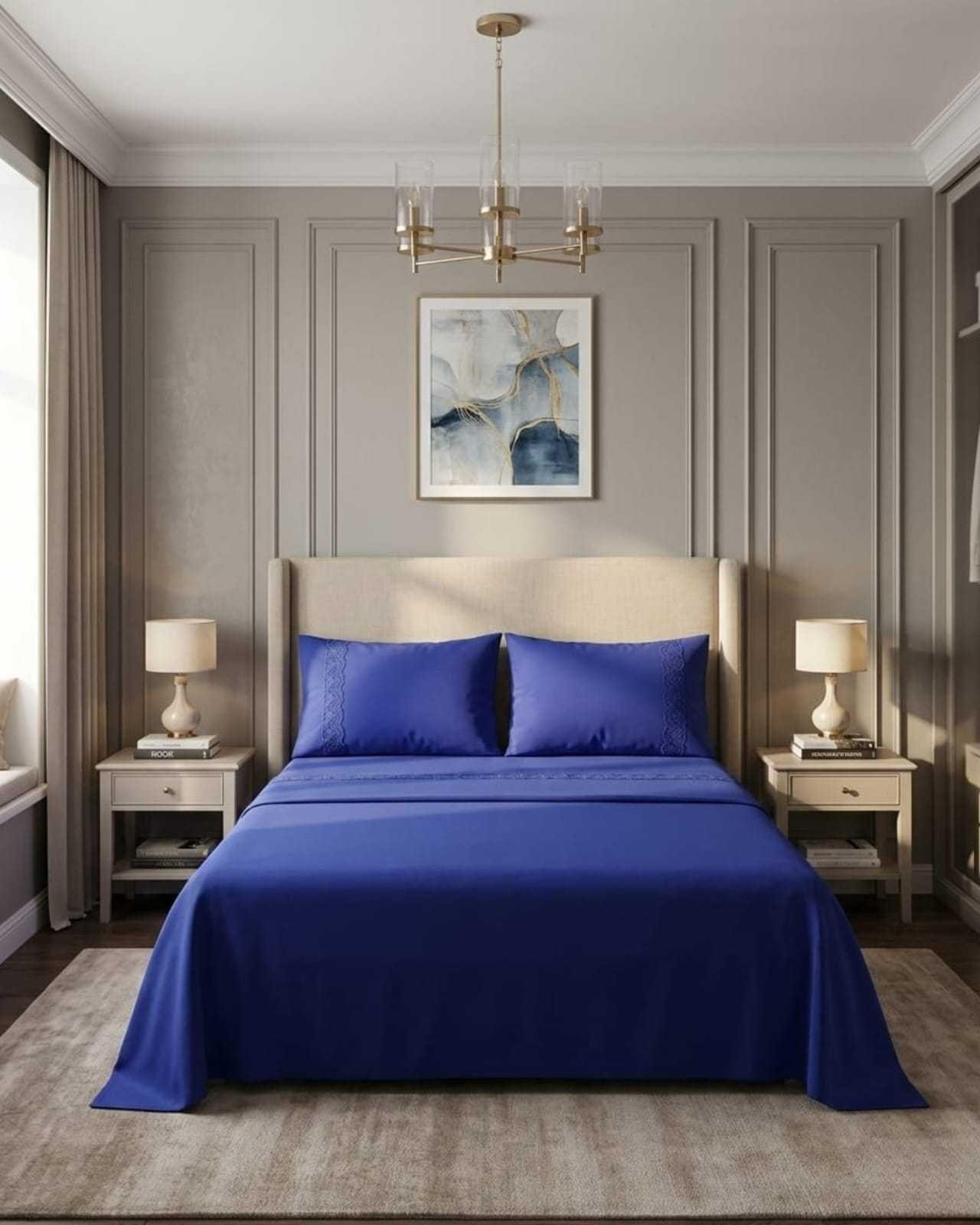 Juego de Sábanas king Resistencia y Elegancia para tu color azul Descanso Diario-4