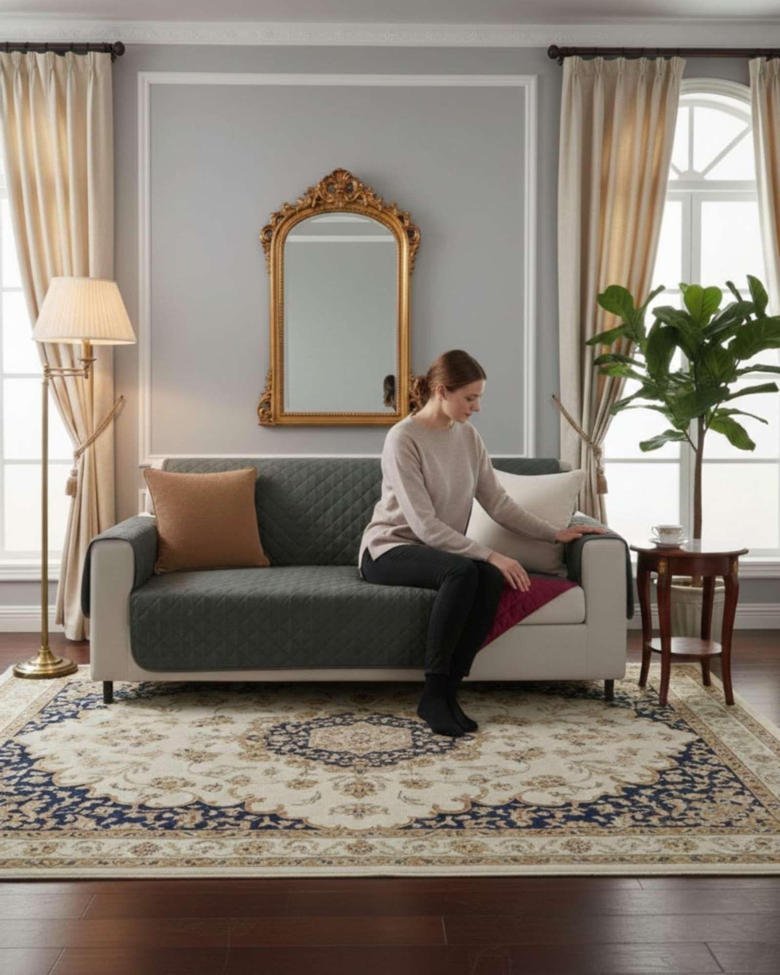 Cubre sillon reversibles con bolsas 3 Cuerpos burdeo-3