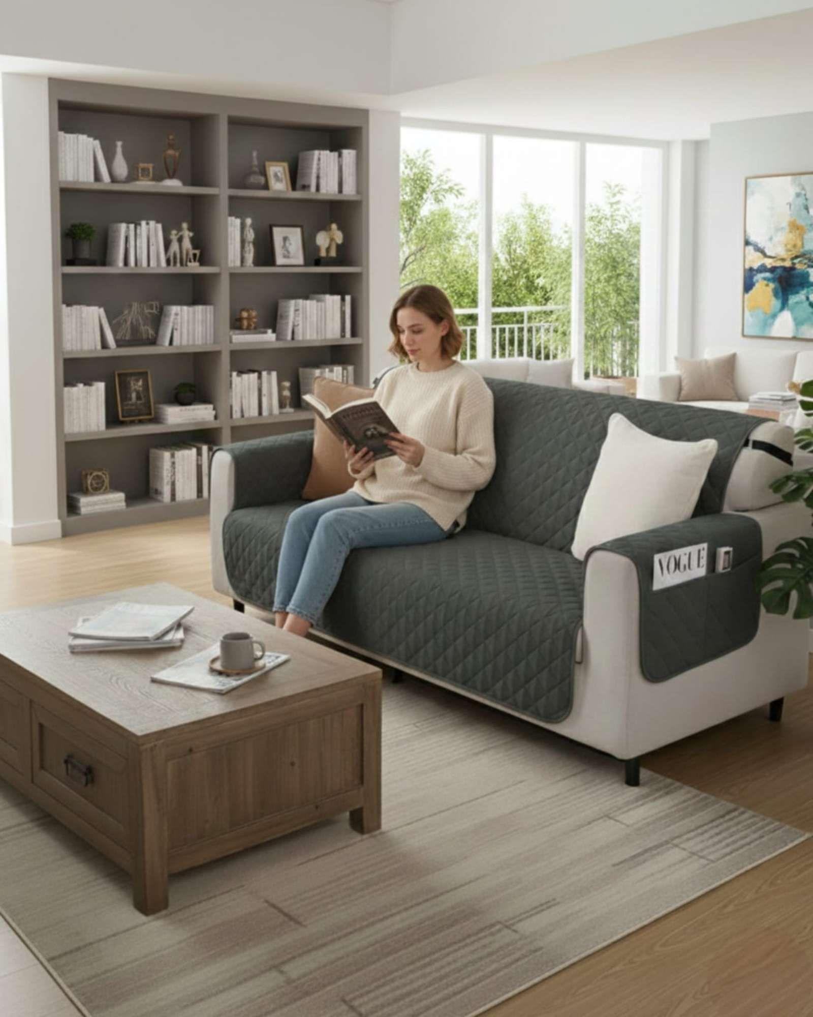 Cubre sillon reversibles con bolsas 3 Cuerpos burdeo-4