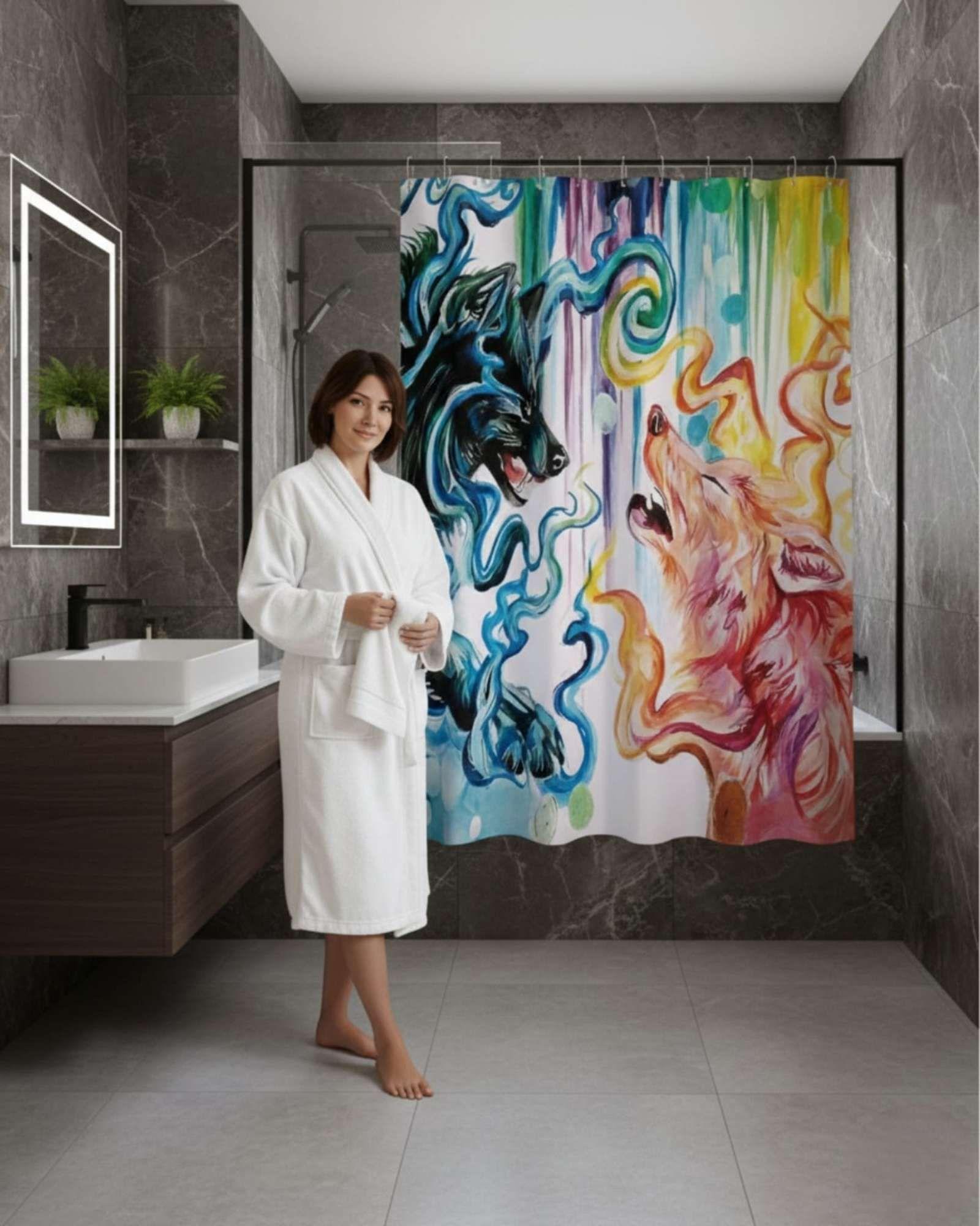 Cortina de Baño Tela Género + Forro Impermeable c29-3