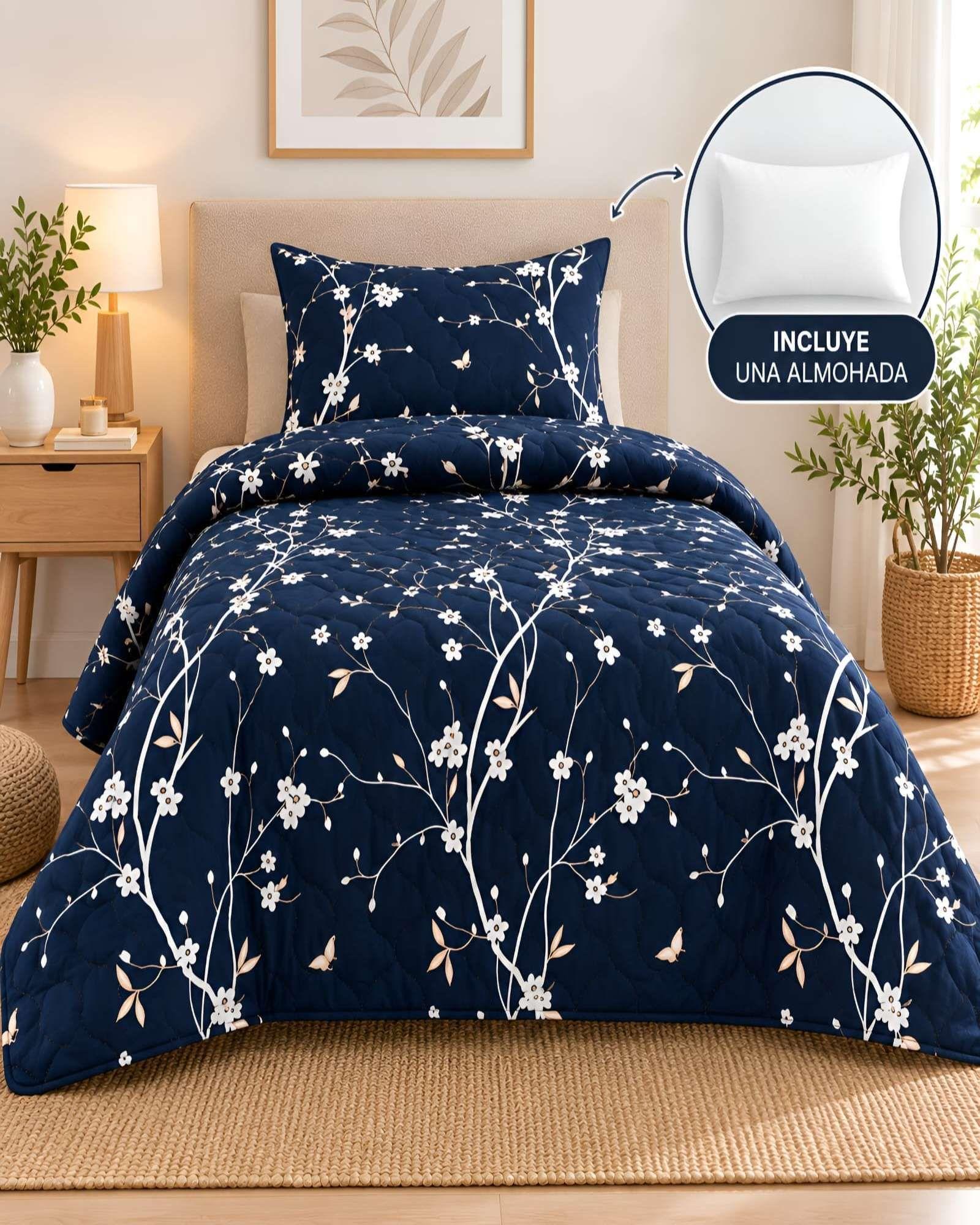Set Quilt Verano 1.5 Plazas + Almohada + Funda De Almohada 11-3