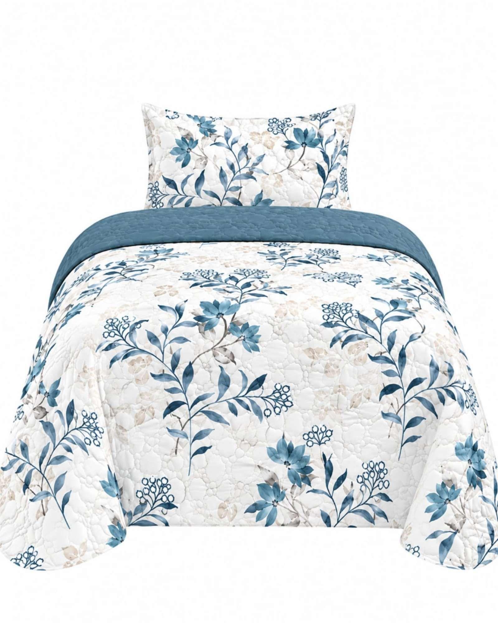 Juego Cubrecama Quilt Verano 1.5 Plazas + Juego De Sábanas 15-5