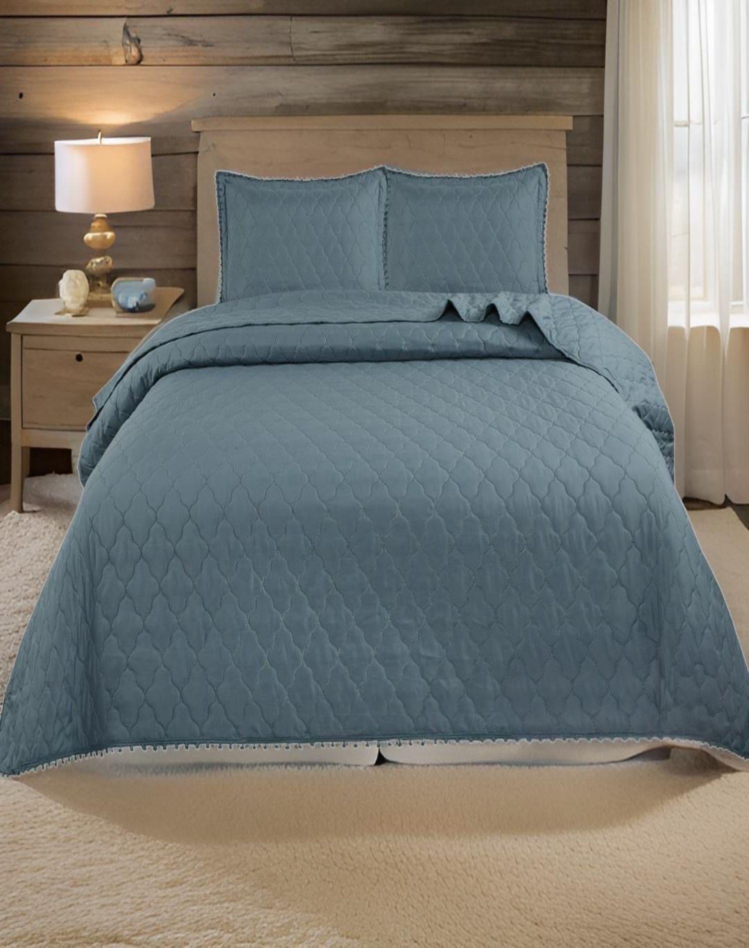 Cubrecamas Quilt Primavera Verano con Pompones B1-2