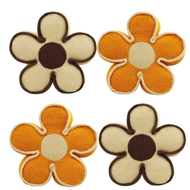SET DE 4 COJINES DISEÑO FLOR COLOR NARANJA/BEIGE-2