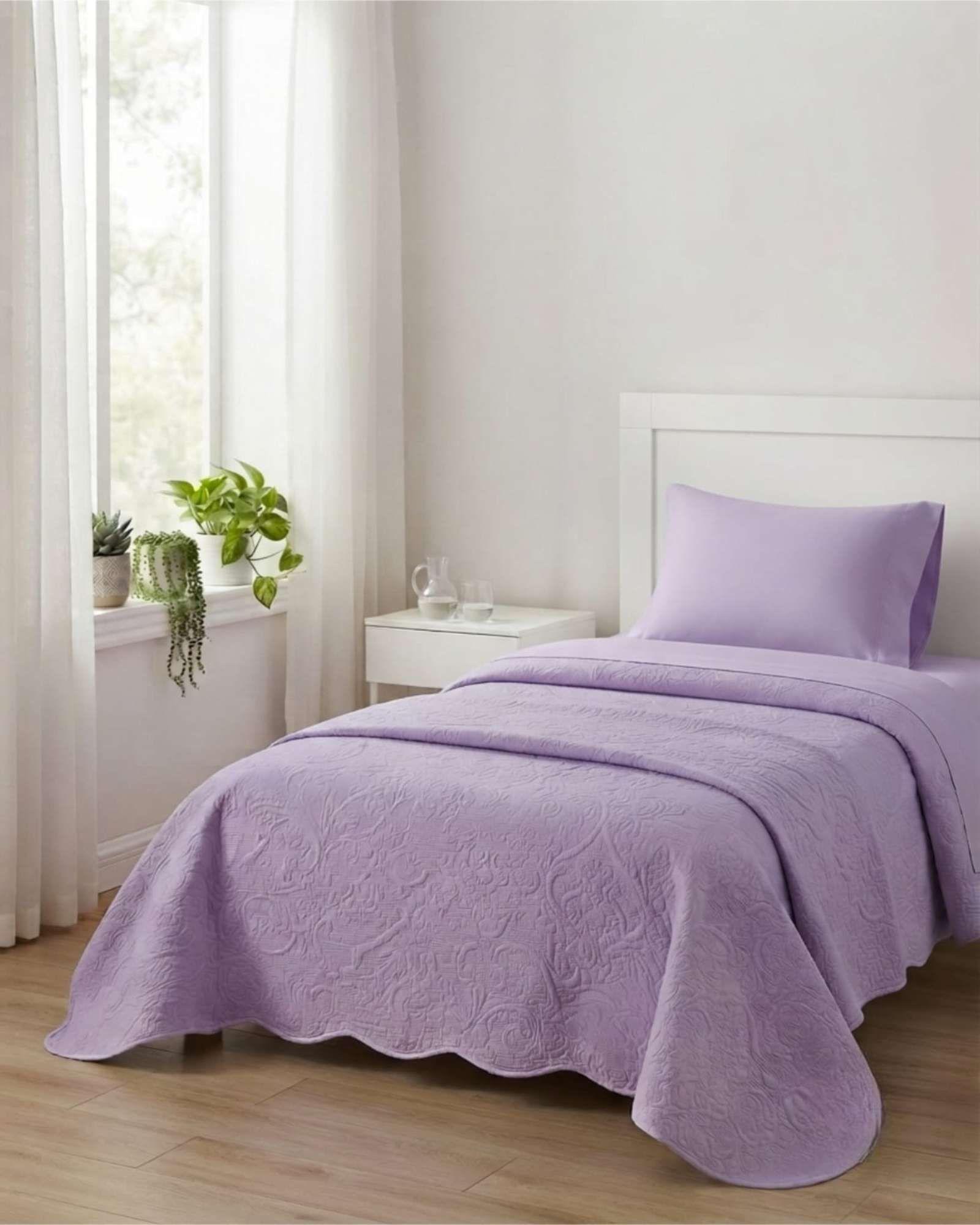 Cubrecama Quilt de Verano Liso 1.5 Plazas con Relieve 04-2