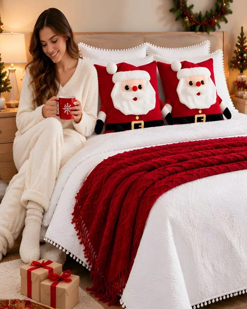 Set de Cama Navideño con Cubrecamas y 2 Fundas de Cojin King m13-4