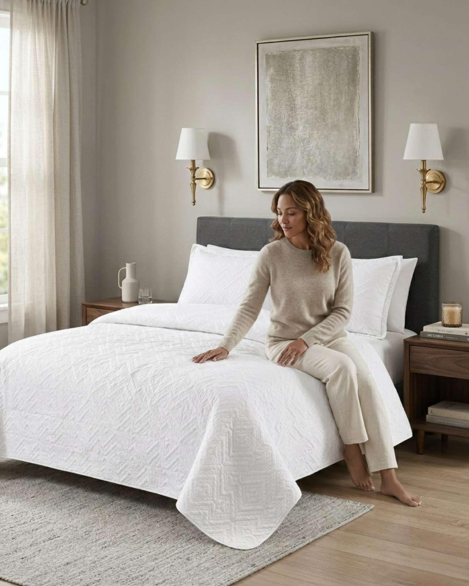 Quilt de Verano Transpirable, Ligero y Elegante 2 plaza Blanco-3