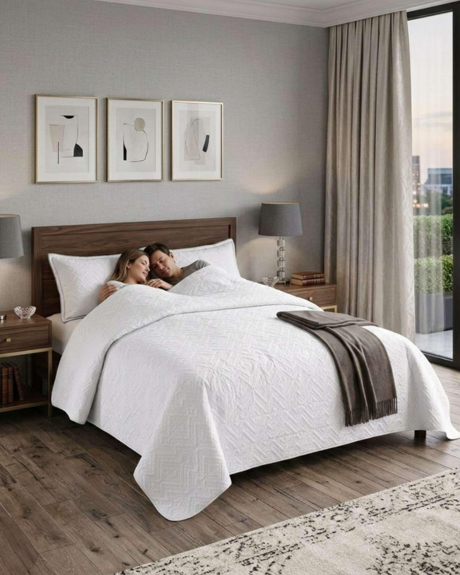 Quilt de Verano Transpirable, Ligero y Elegante 2 plaza Blanco-4