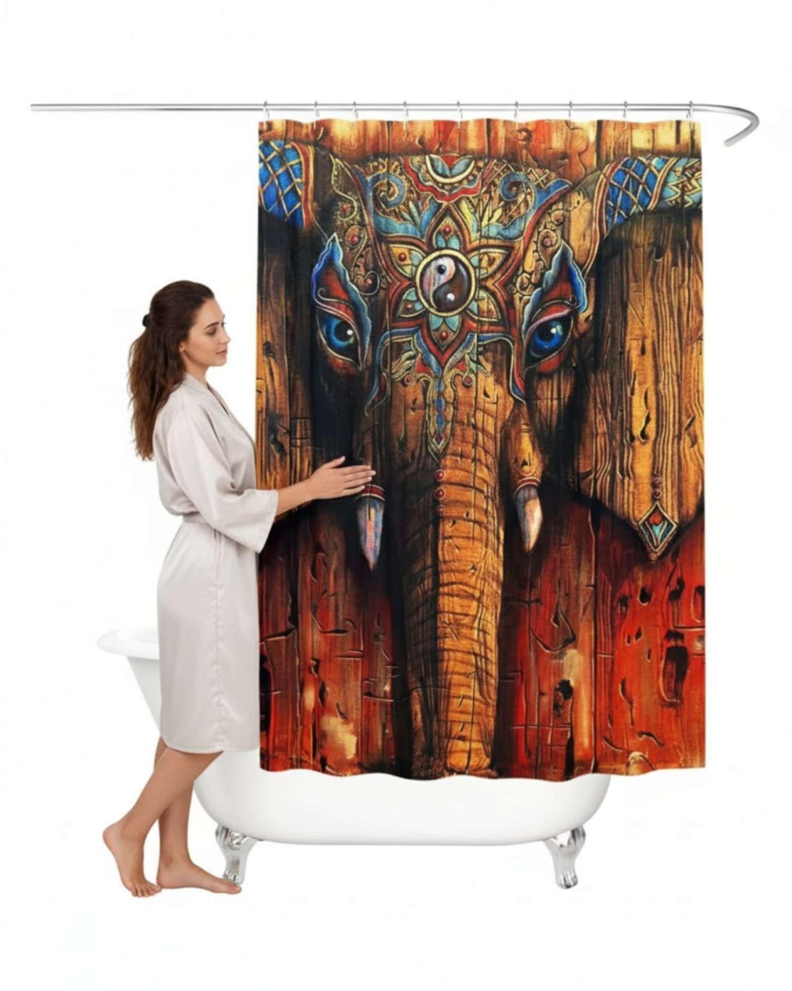 Cortina de Baño Tela Género + Forro Impermeable c05-3