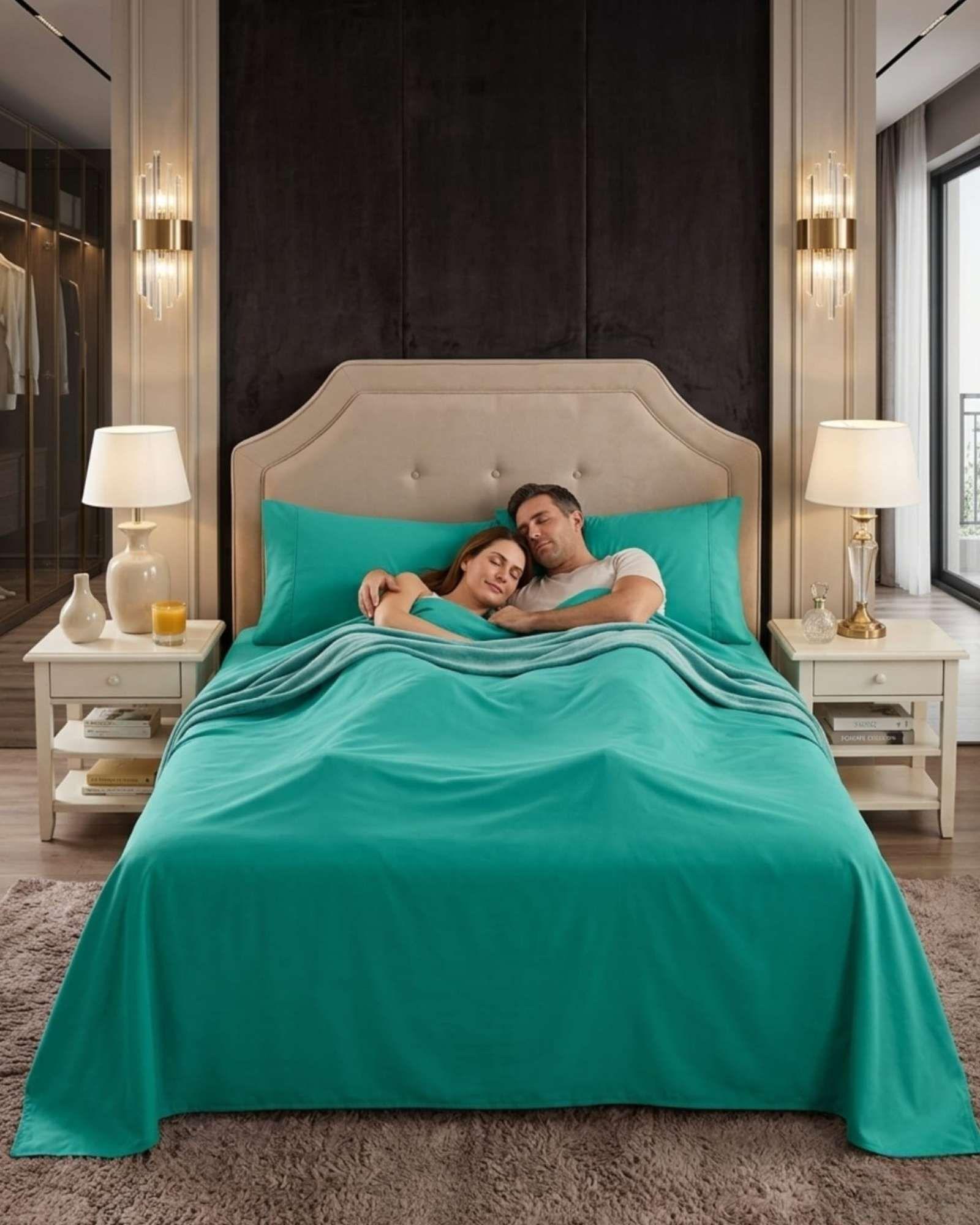 Juego de Sábanas 2 plazas Resistencia y Elegancia para tu Descanso Diario verde-4