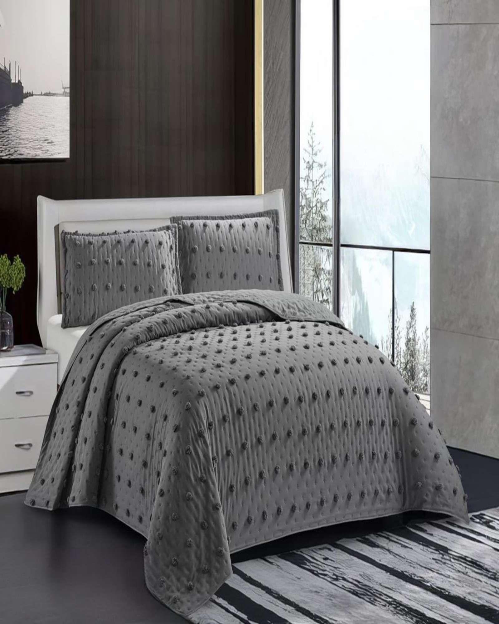 CUBRECAMA QUILT TUFTING DE LUJO SUAVE PLAZA Y MEDIA p003-2