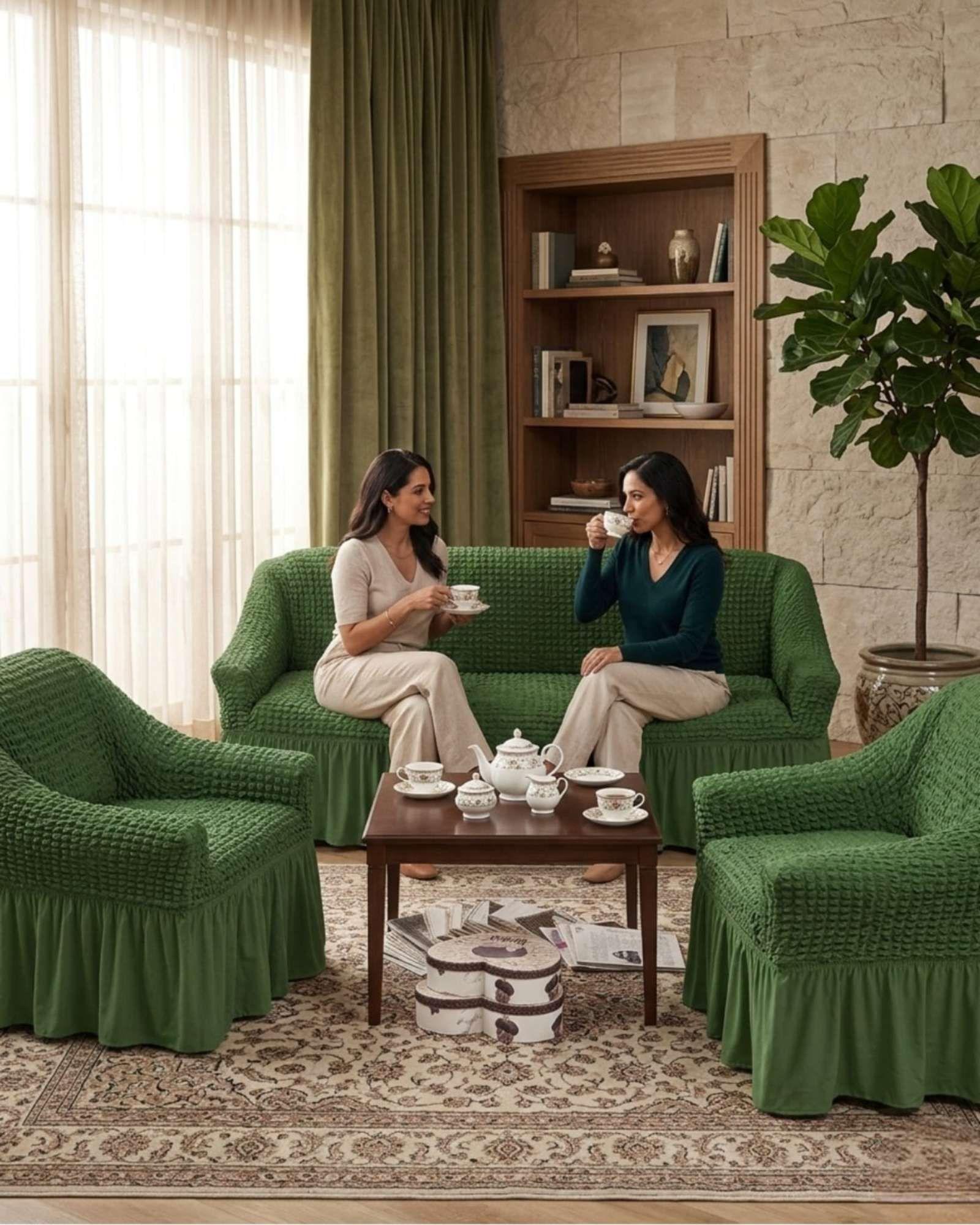 Juego de Fundas Cubre Sillon Turcas 3-1-1 con Textura de Burbuja m11-4