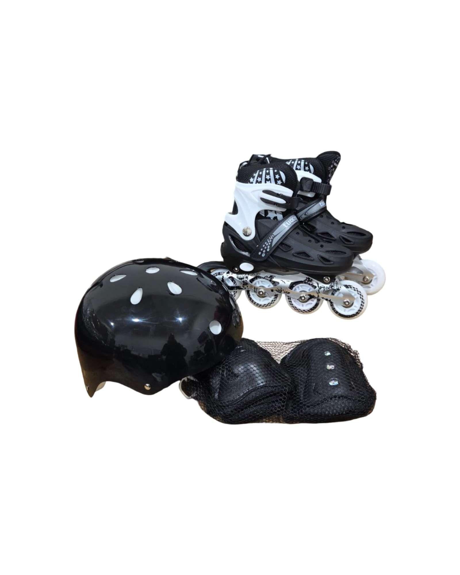 Patines Roller En Linea Con Luces Led Mas Casco Y Protecciones Talla M m1-5