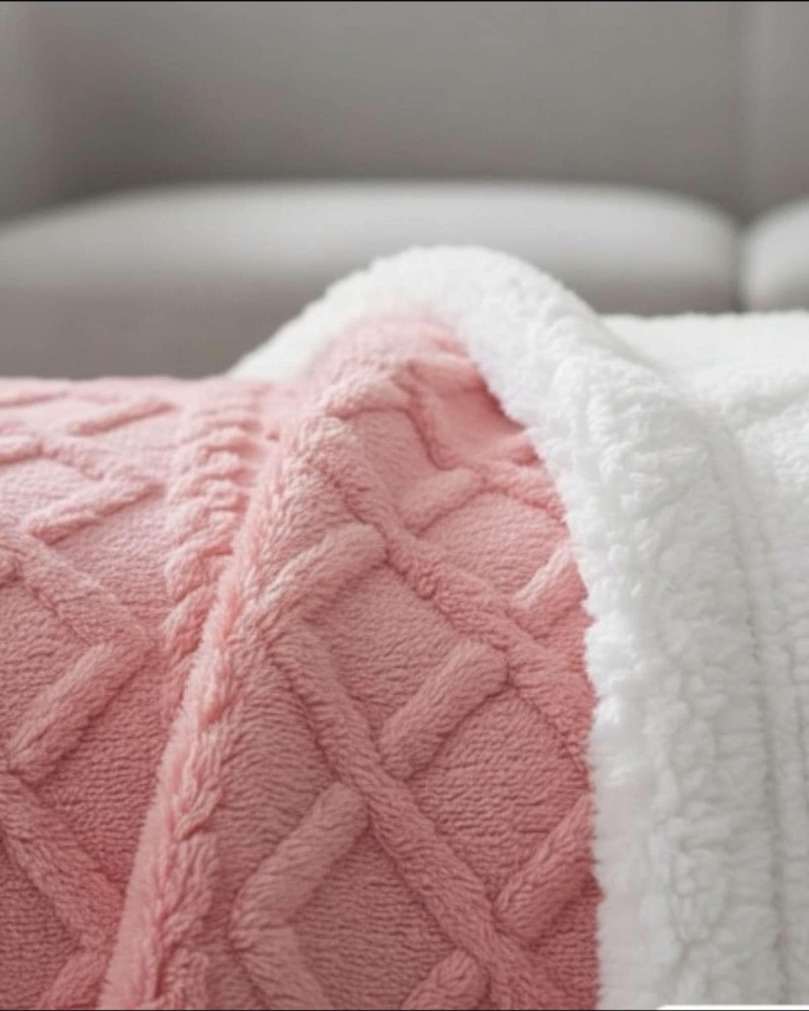 Frazada Manta Polar Sherpa Térmica Plaza y media rosa-3